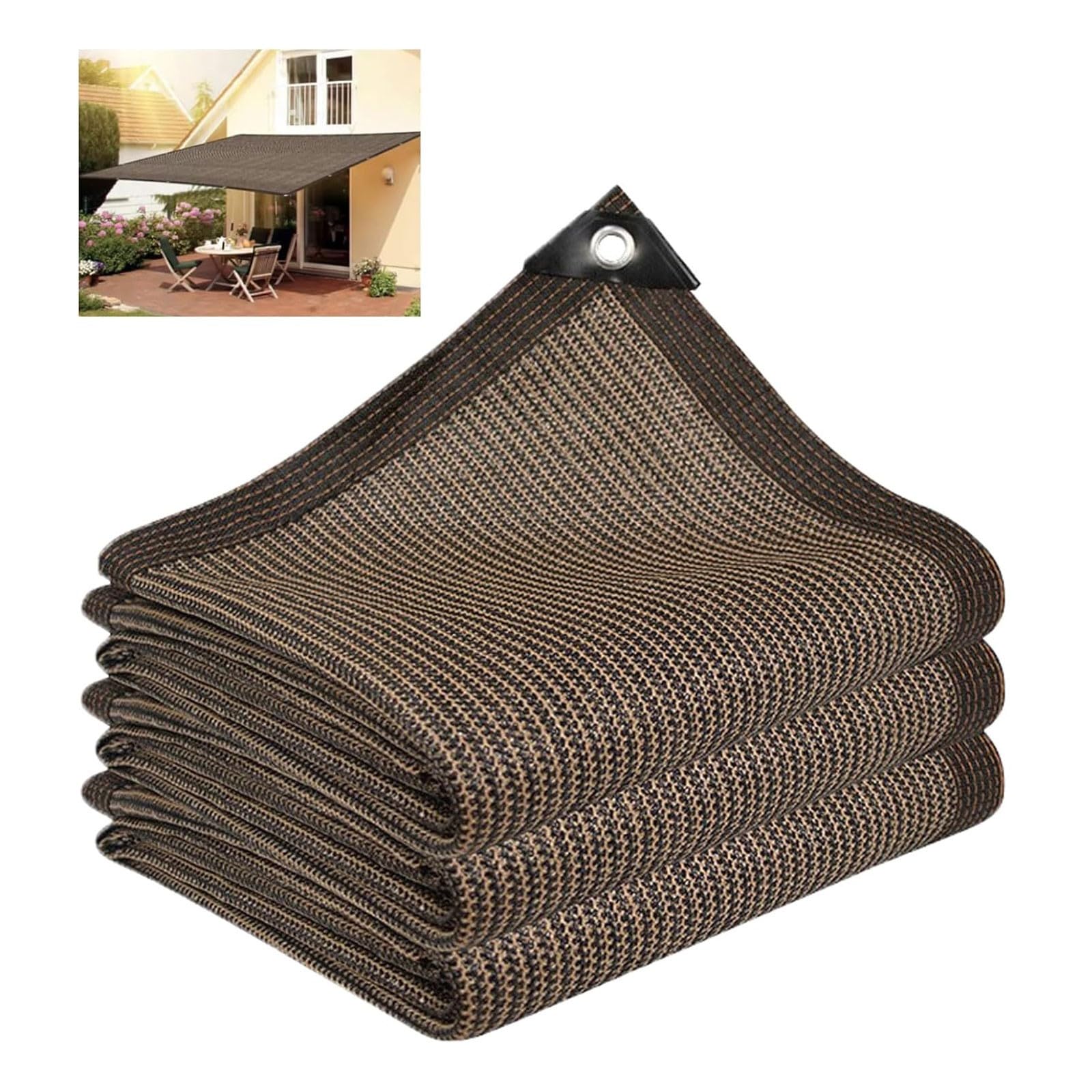 Toile d'ombrage de jardin marron 3x9m avec œillets pour occultation extérieure efficace