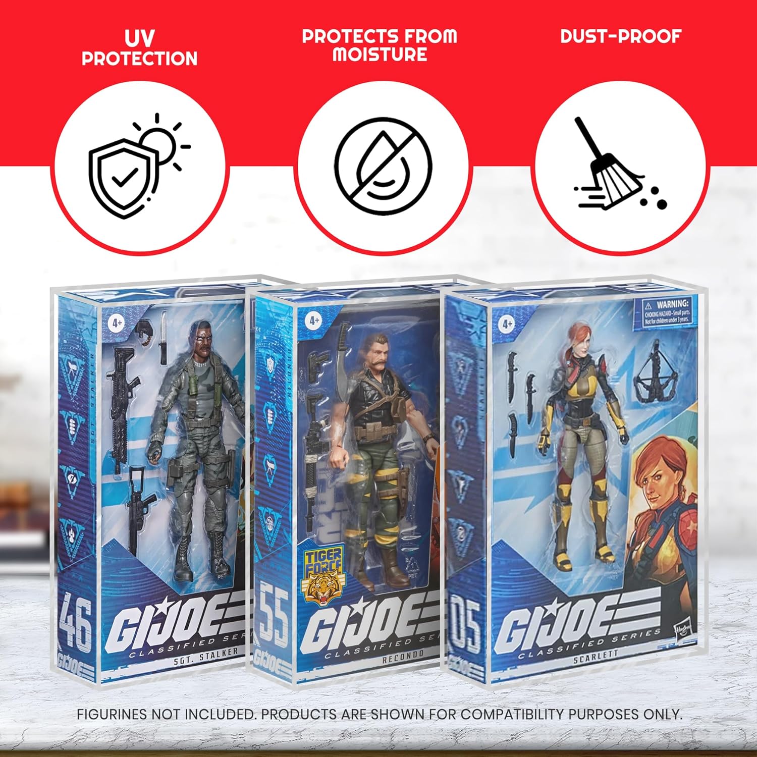 EVORETRO Action Figure Display Case Protector Compatible with GI Joe 6-Inch Classified Series Action Figures - 2-Pack, Anti-UV Thick Durable Clear Acrylic Box, Lasts for Years to Come!