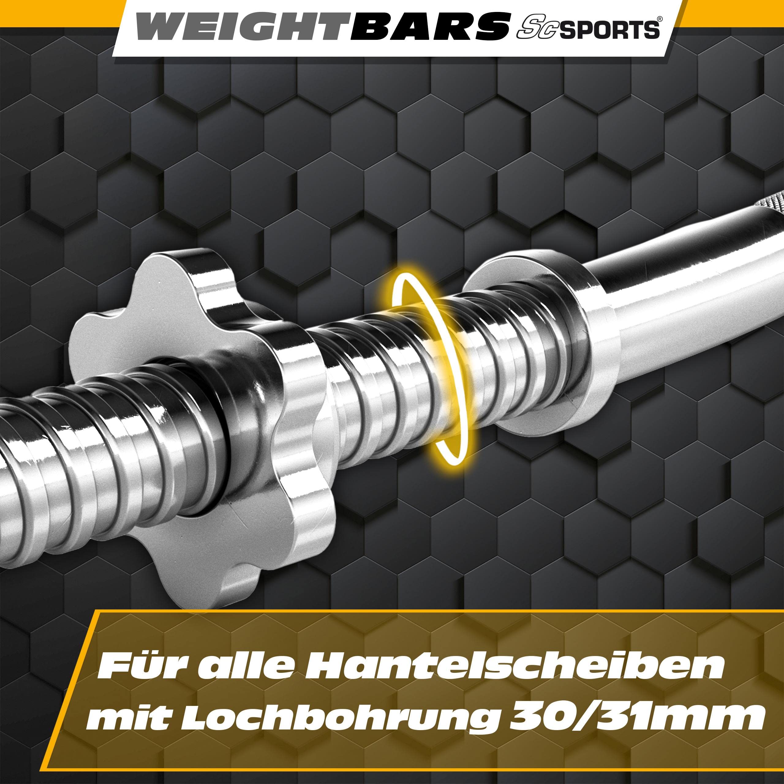 ScSports Sztanga sztanga 160 cm, Ø 30 mm, z blokadą śrubową, waga 9,5 kg