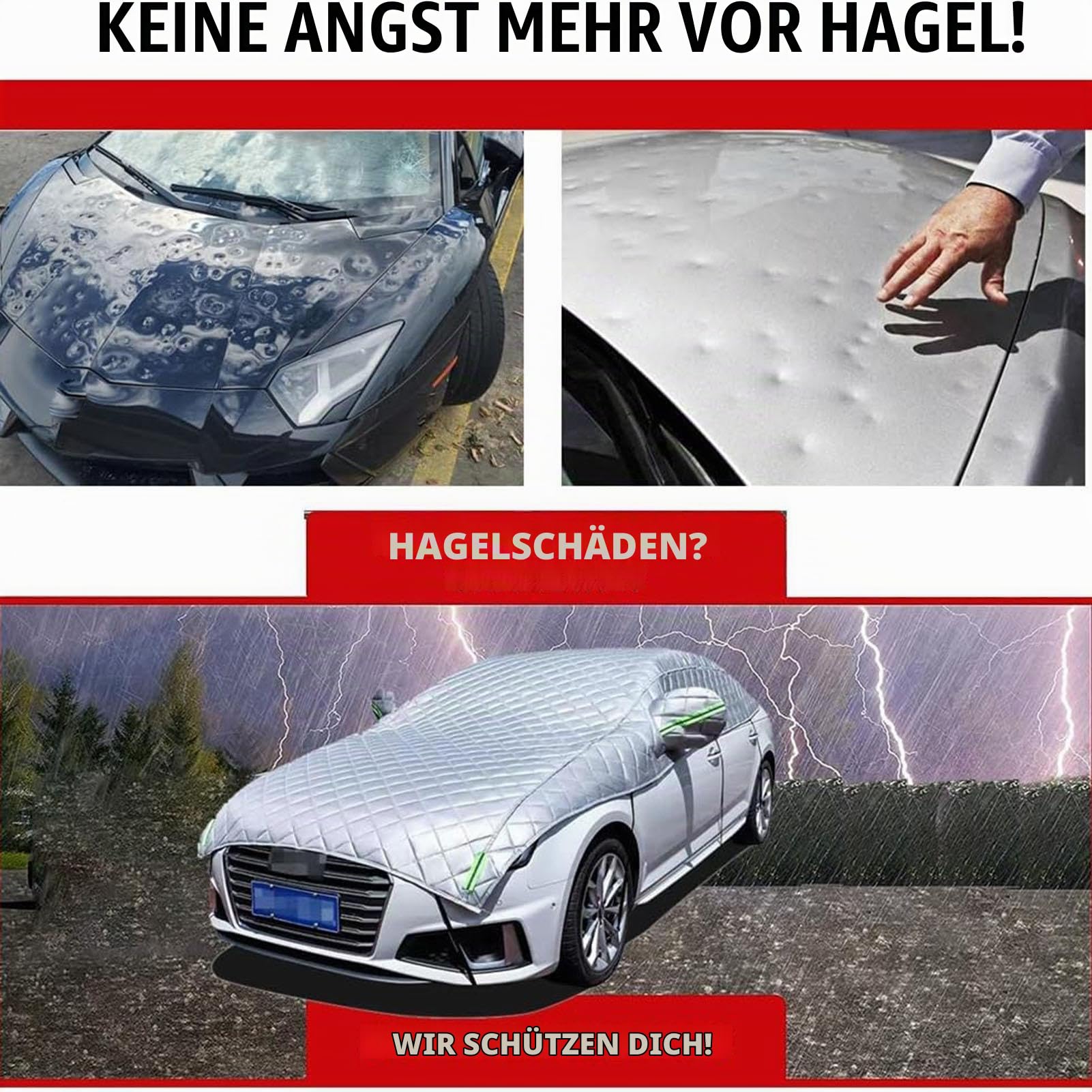 Hagelschutz-Autoabdeckung, Auto-Karosserieabdeckung, Hagelschutz-Abdeckung, Hagelschäden, Universal-Abdeckung für Eis und Schnee, für die meisten Autos