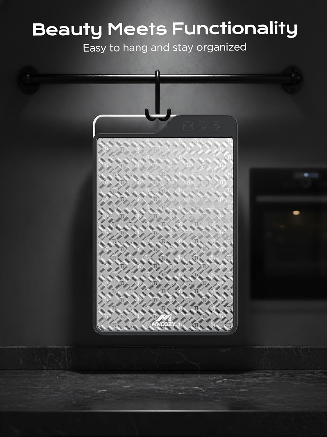 Titanium Cutting Board for Kitchen, Double-Sided Pure Titanium(Checkered Design) & Wheat Straw PP, Food Grade Chopping, Non Toxic, Easy to Clean, 16"×11" - Image 7