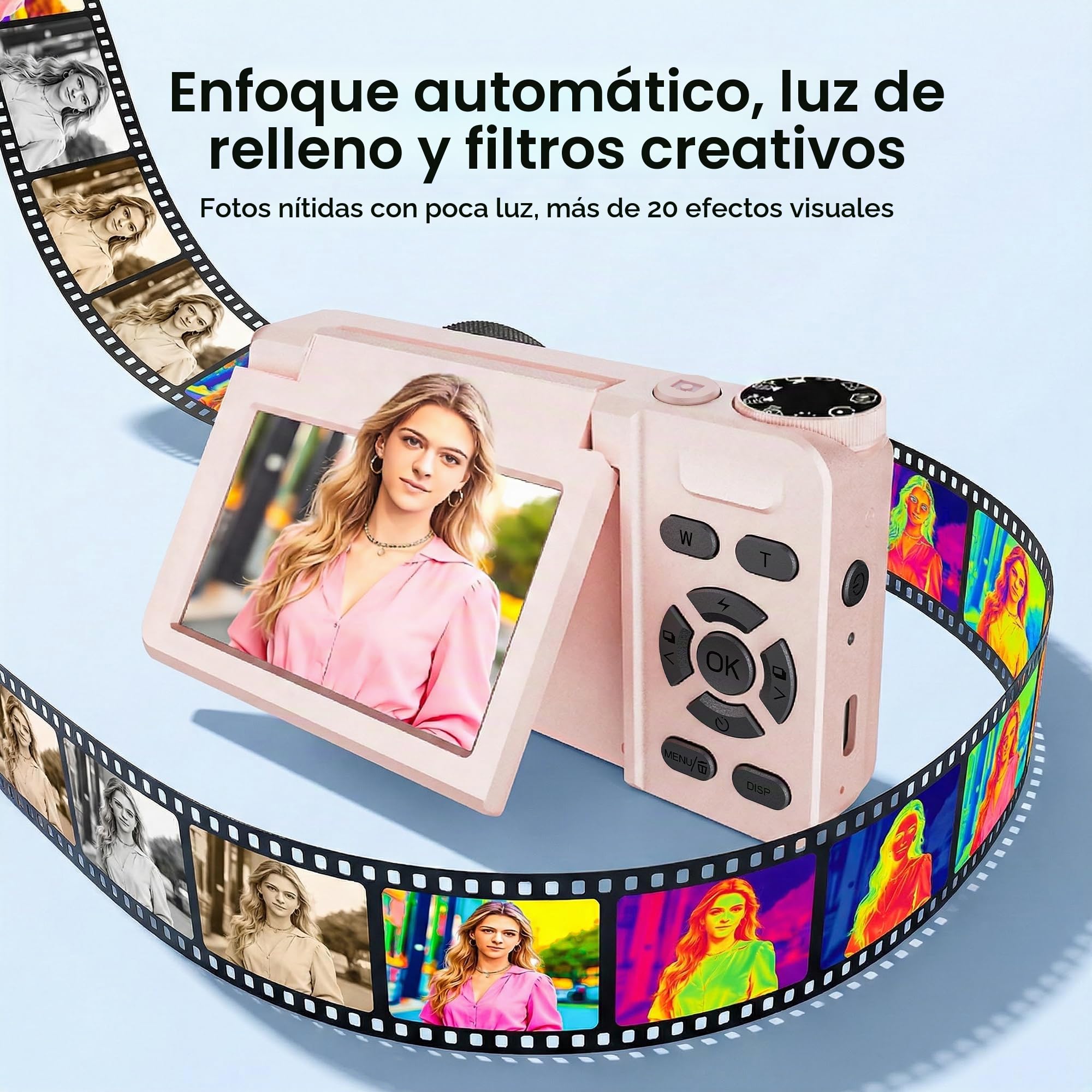 Cámara Digital 4K UHD, Pantalla 3" Abatible 180°, 64MP Autofocus, Time-Lapse, Slow Motion, Redes sociales, Webcam, 32GB Portátil para Fotografía y Vídeo, Regalo para Niños y Principiantes