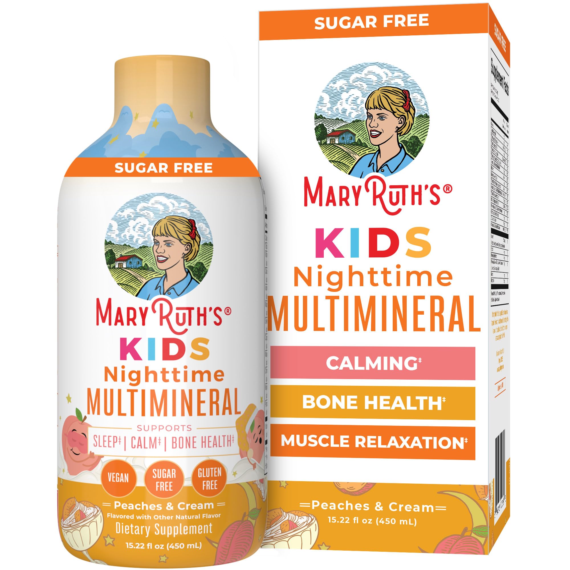 MaryRuth Organics Kids Liquid Nighttime Multimineral | Bone Health | Immune Function | Bedtime Supplement | Kids Vitamins | Magnesium | Vegan | Sugar Free | 30-180 Servings | 15.22 fl oz