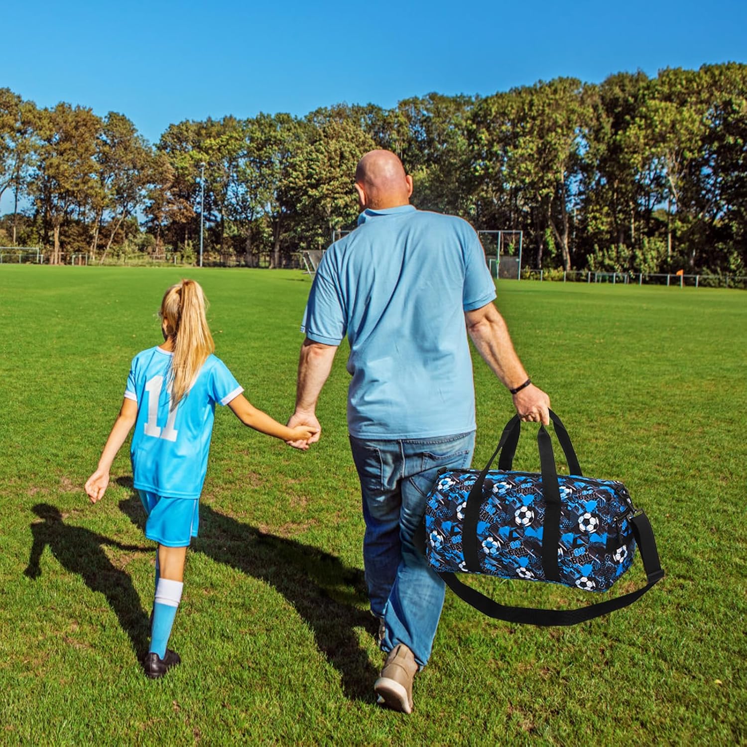 Overnight Duffel Bag, Football Pattern Overnight Travel Weekender Tote Bag with Zipper, Carry On Sleepover Bag Sport Gym Bag for Practice, Weekend Getaway - Image 6