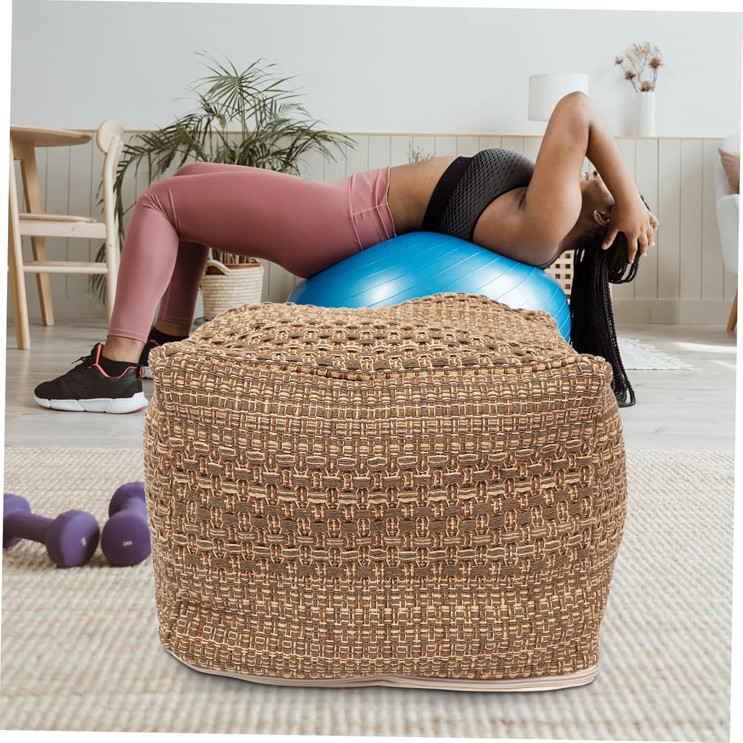 Footstool Soft Tatami Cushion Foot Stool for Couch Tatami Floor Cushion Square Cushion Cover Square Floor Poufs Footrest Cozy Japanese Cushion Cover Product Seaweed Cotton Linen