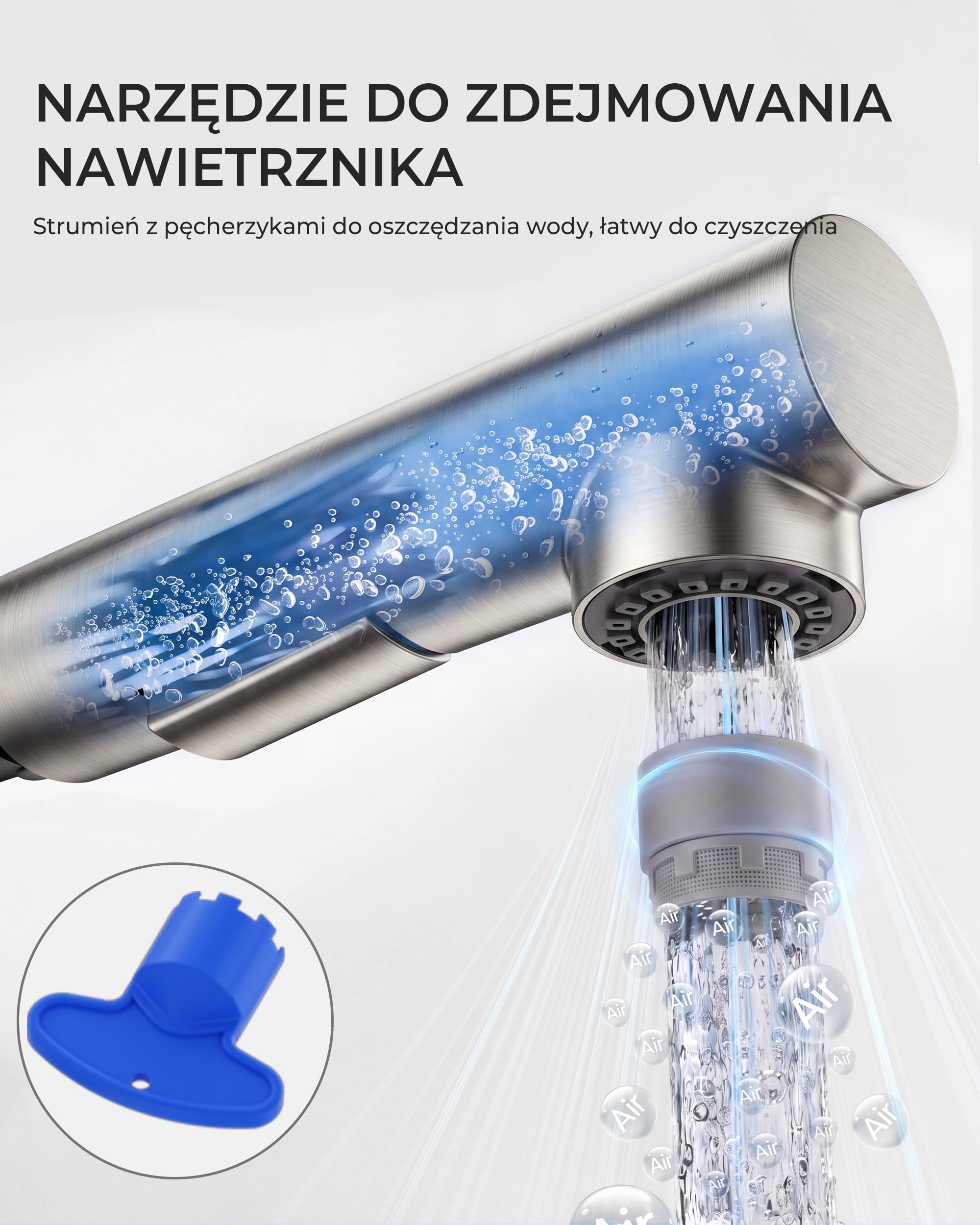 FORIOUS Kran Kuchenny, Bateria Kuchenna Wyciąganą, Kran Zlewozmywakowy ze Stali Nierdzewnej w Kształcie Litery L, 2 Trybami Natrysku i Obracalna o 360°, Wysokość Wylewki 210mm