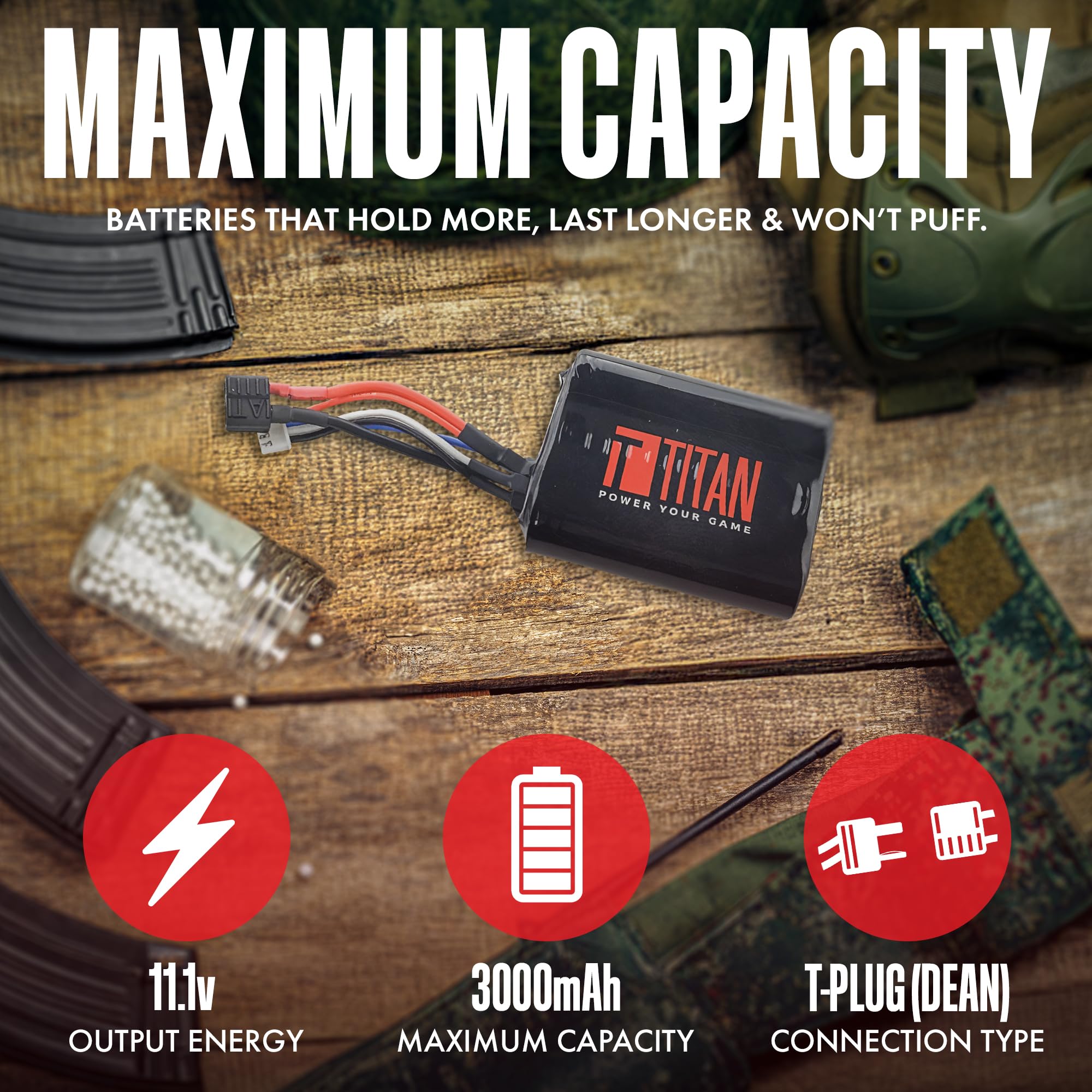 TITAN 3000mAh 11.1v Brick T-Plug (Deans) (3000mAh 11.1v Brick T-Plug (Deans))