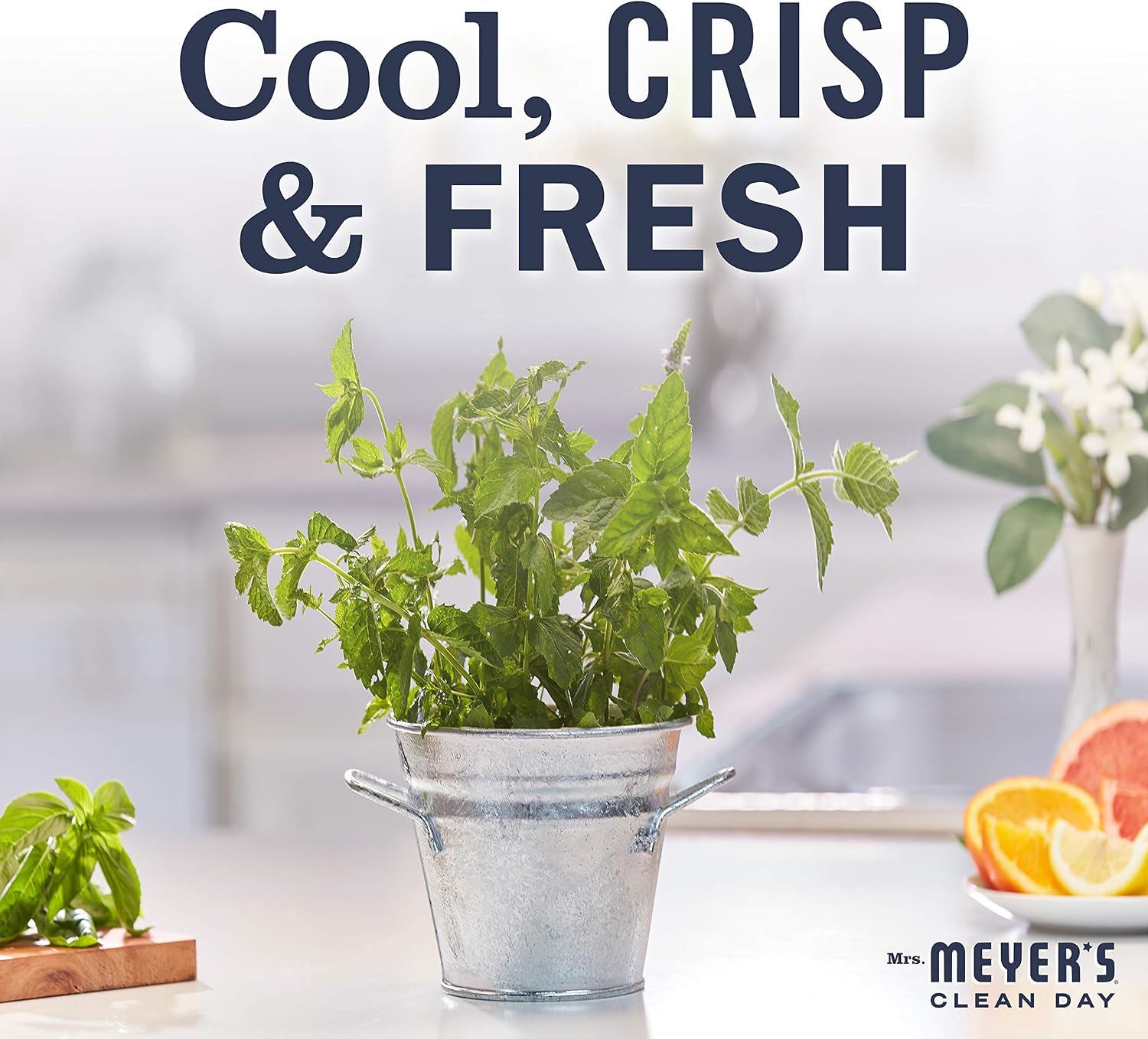 Mrs Meyers Mint Kitchen Basics Bundle: 3 items - (1) Dish Soap, (1) Hand Soap, (1) Everyday Cleaner