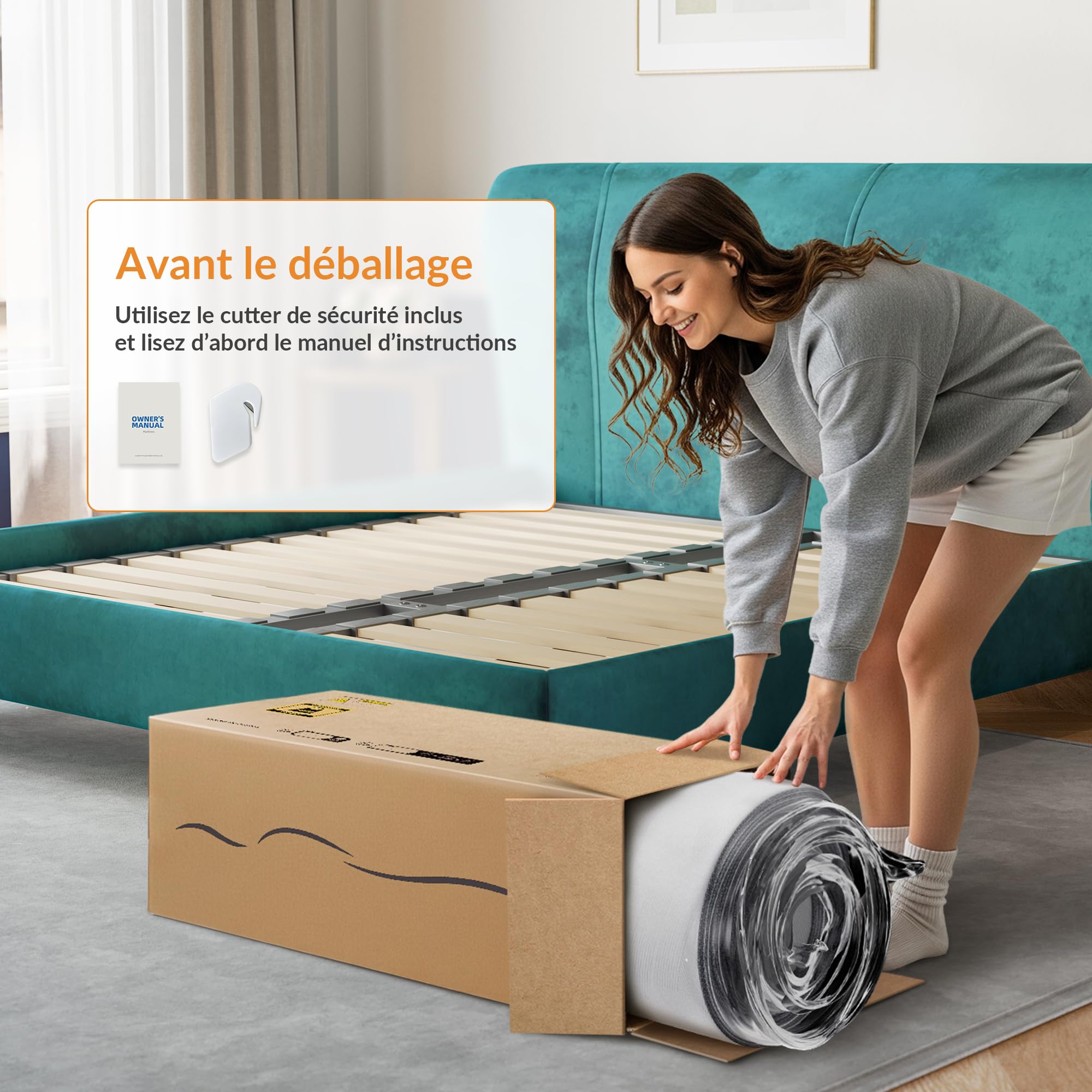 TXO Matelas 140x200 cm, Matelas à Ressorts Ensachés Antistatique, Hauteur 25 cm, Matelas Hybride avec Conception à 7 Zones pour Le Soutien du Dos, Niveau de Ferme H3, Certifié Oeko-Tex