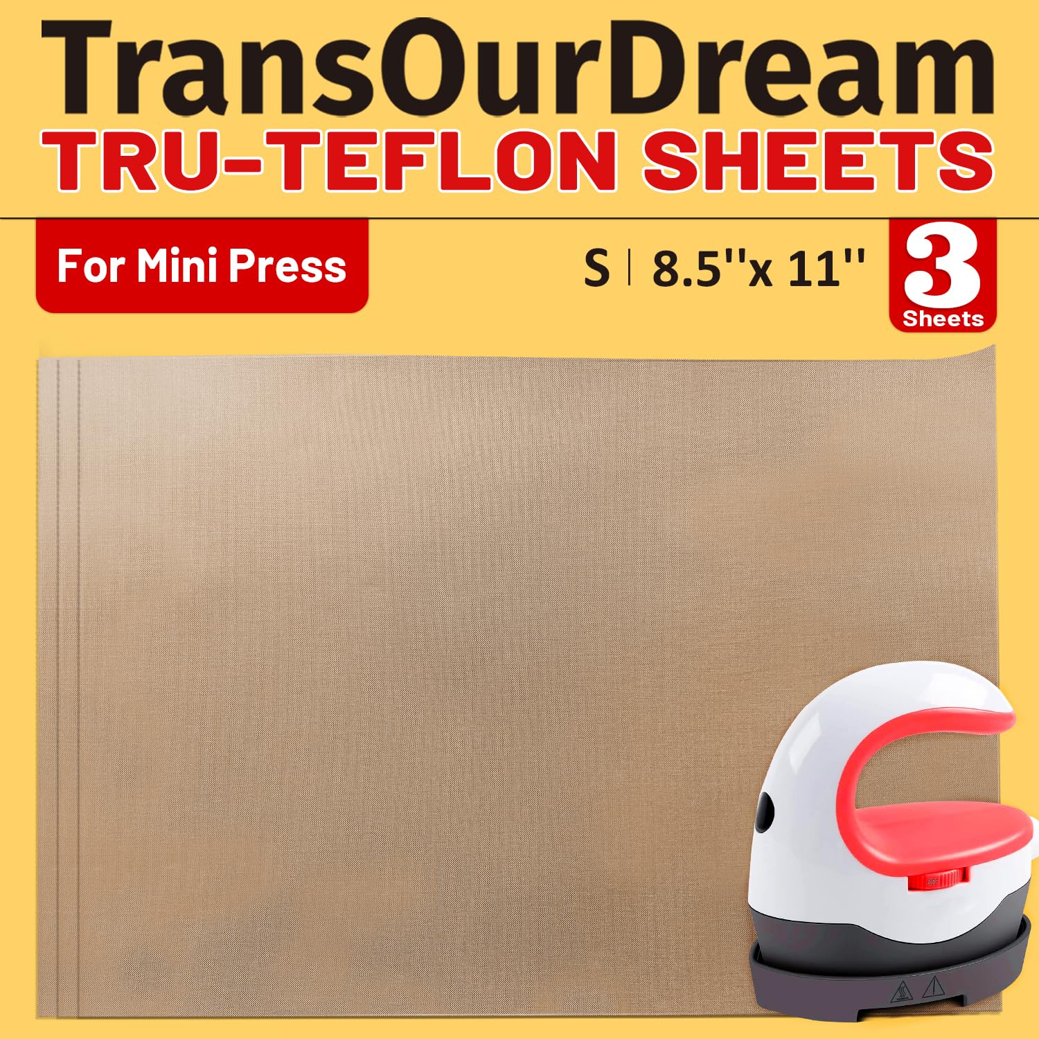 TransOurDream 3 Pack PTFE Teflon Sheets Size S 8.5 x 11