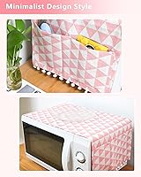 Vista 7 de Funda para horno de microondas, protector de máquina de algodón, a prueba de polvo, funda decorativa para electrodomésticos de cocina con bolsillos