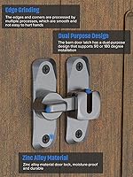 Vista 5 de Cerradura de Puerta de Granero Abatible de 90/180 Grados, Protege la Privacidad - Pestillo de Puerta Corredera de Seguridad, Herrajes de Pestillos