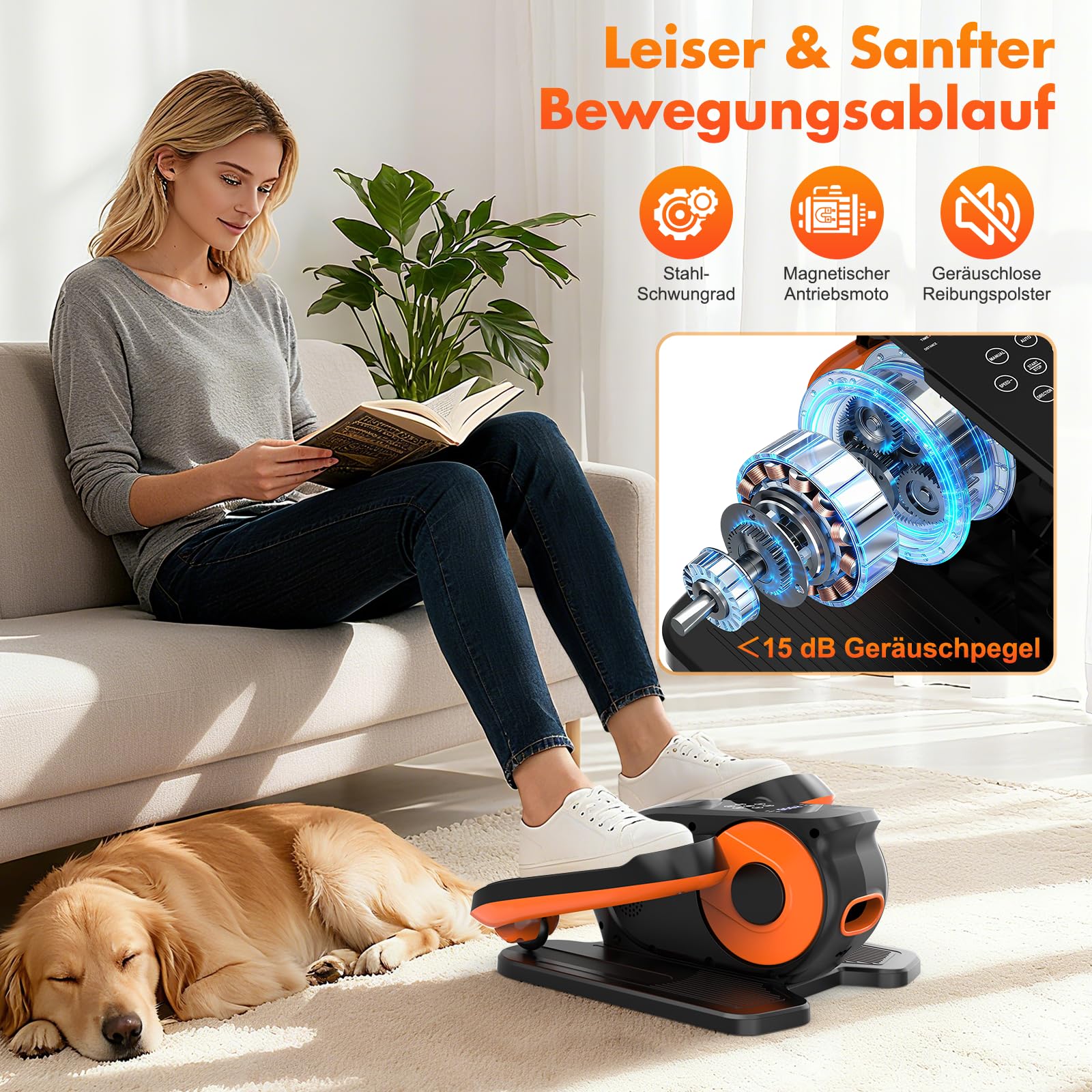 XDDIAS Mini Elektrischer Crosstrainer, Untertisch Ellipsentrainer für Zuhause mit Fernbedienung, LED-Display, 12 Geschwindigkeiten, Mini Ellipsentrainer Leise& Tragbar Stepper für Senioren Erwachsene