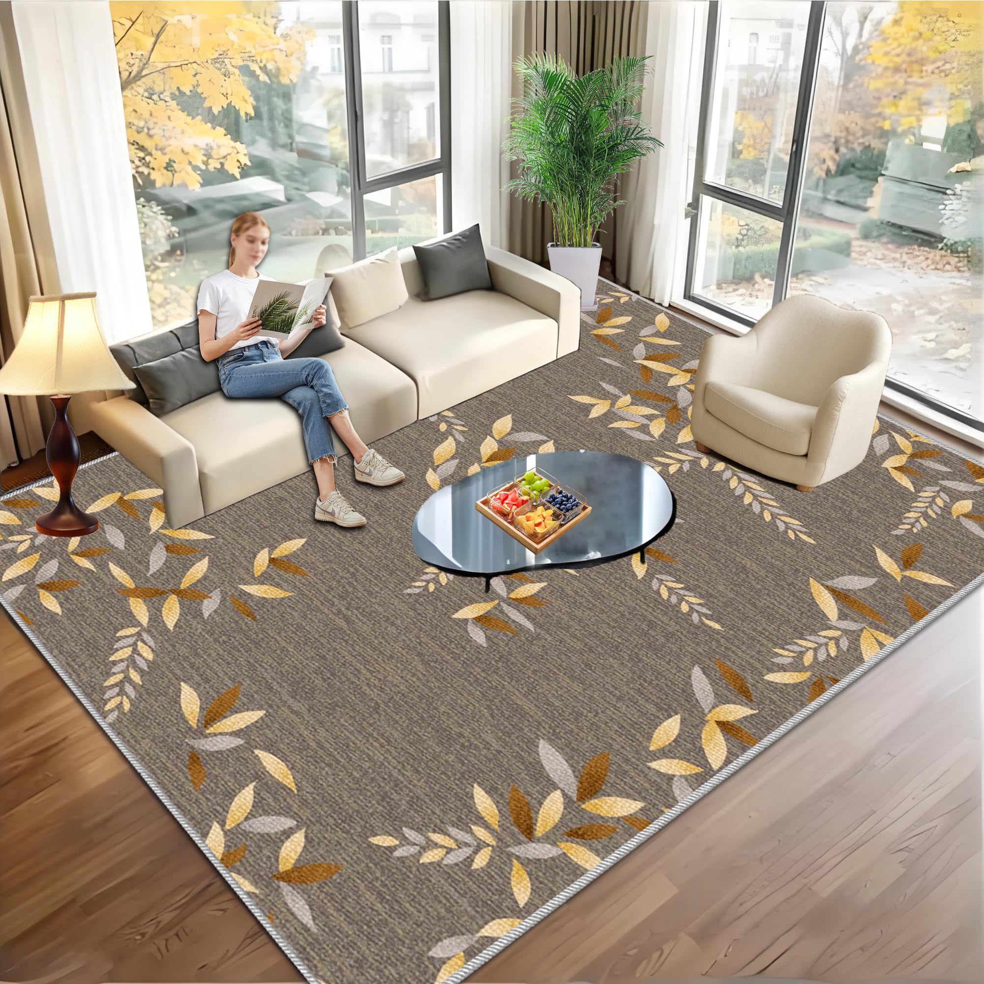 Tapis antidérapant lavable pour éliminer les taches et sécuriser le salon moderne