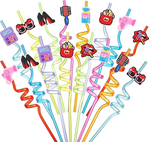 Pajitas reutilizables para niños, 32 popotes para fiestas temáticas, pajitas para fiestas temáticas, pajitas locas