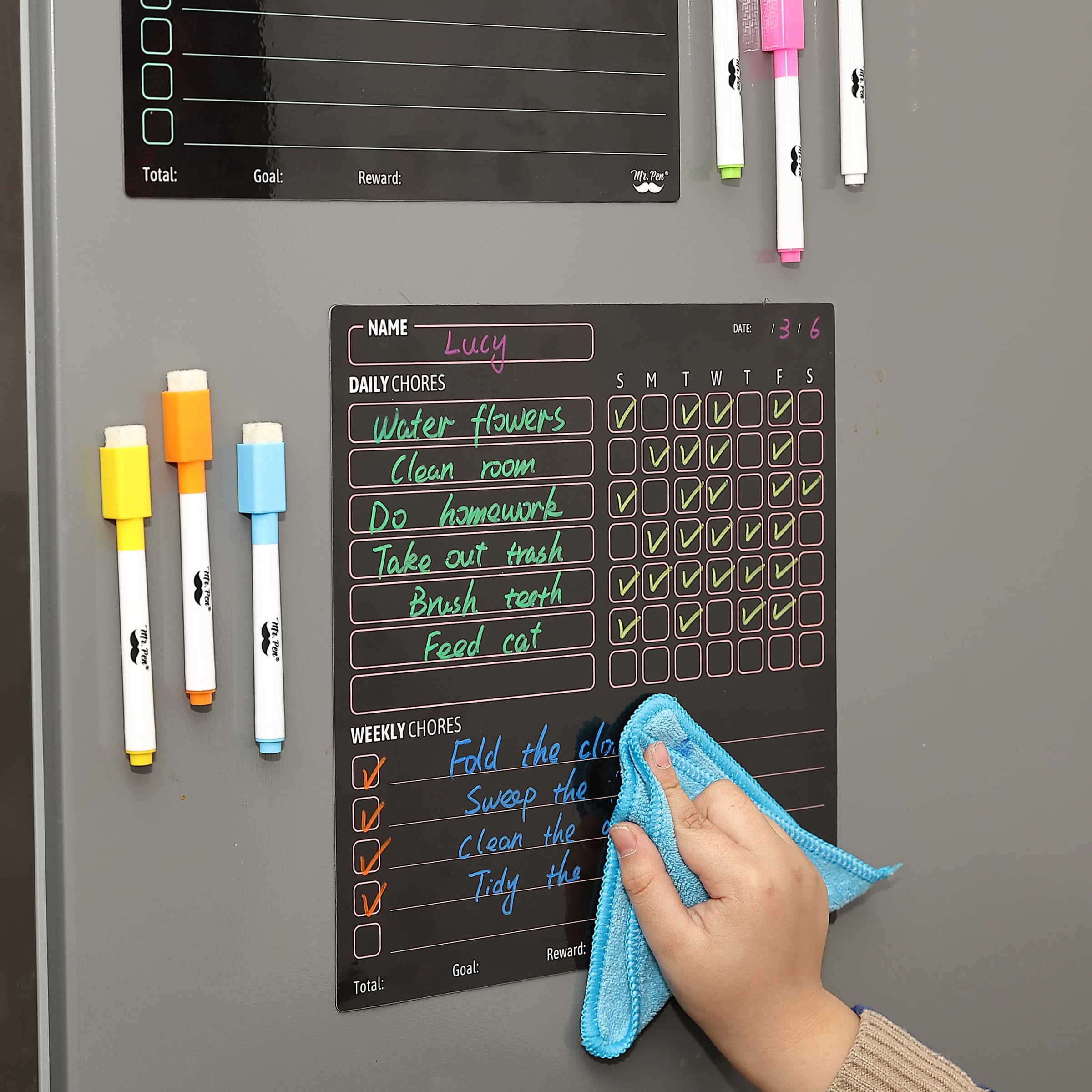 Mr. Pen- Magnetic Dry Eraser Chore Chart for Multiple Kids, 2 Pack ...