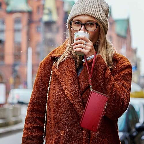 Miniatura 5 de XcaseBar Funda tipo cartera para Moto G Stylus 2022 5G con cremallera y tarjetero de crédito con bloqueo RFID, funda de piel sintética con tapa para