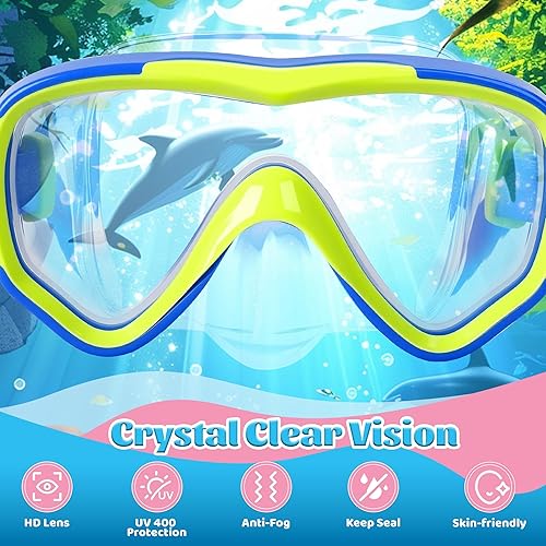 Miniatura 2 de Gafas de natación para niños con cubierta para la nariz, máscara de buceo de vidrio templado antivaho para niños de 6 a 14 años