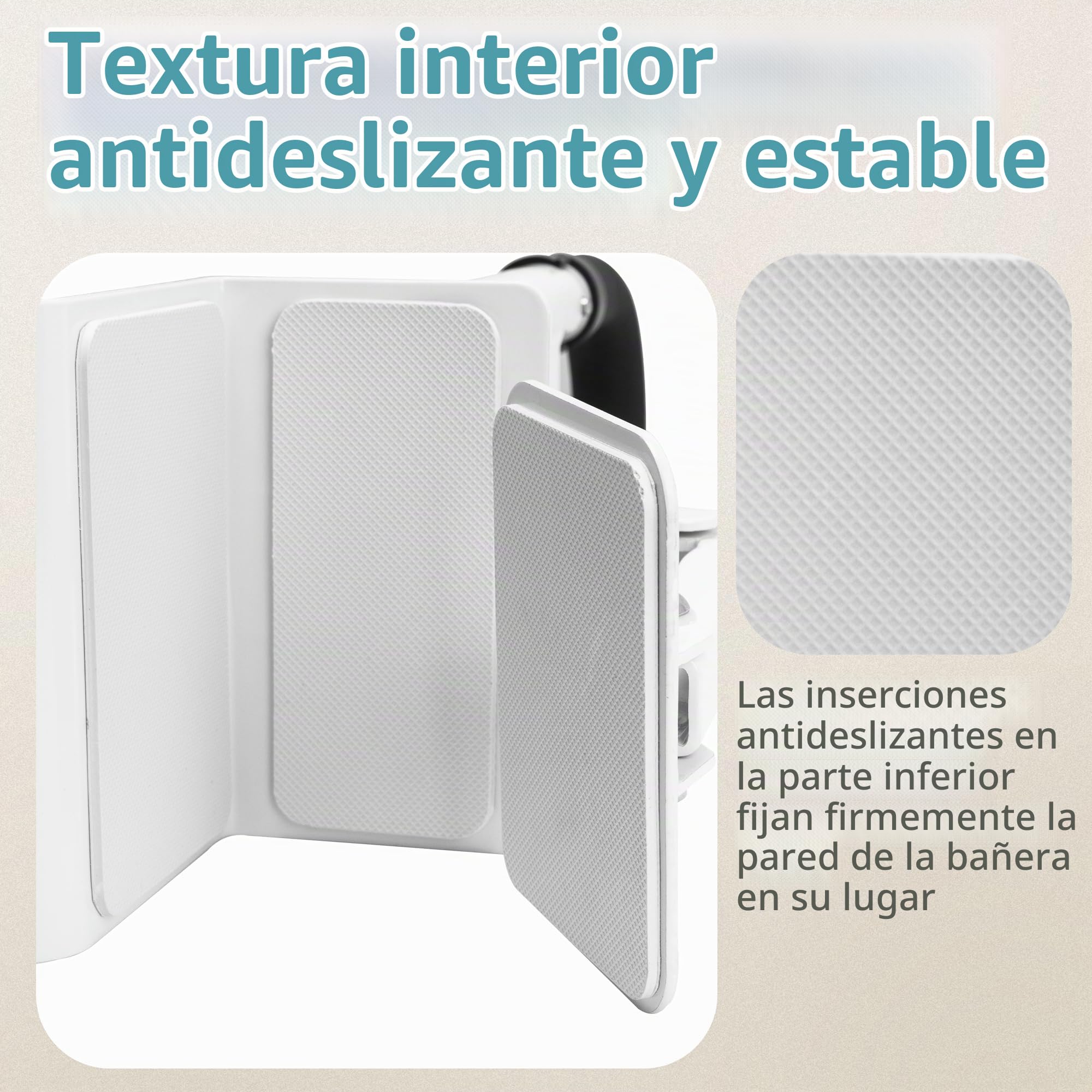 ITSOGOO Asa Bañera para Mayores Acolchada Regulable (Borde Liso ≥9 cm),Asidero Bañera Adultos Seguridad,Capacidad de Carga Hasta 136 kg,Apoyo Asa,Blanco Negro