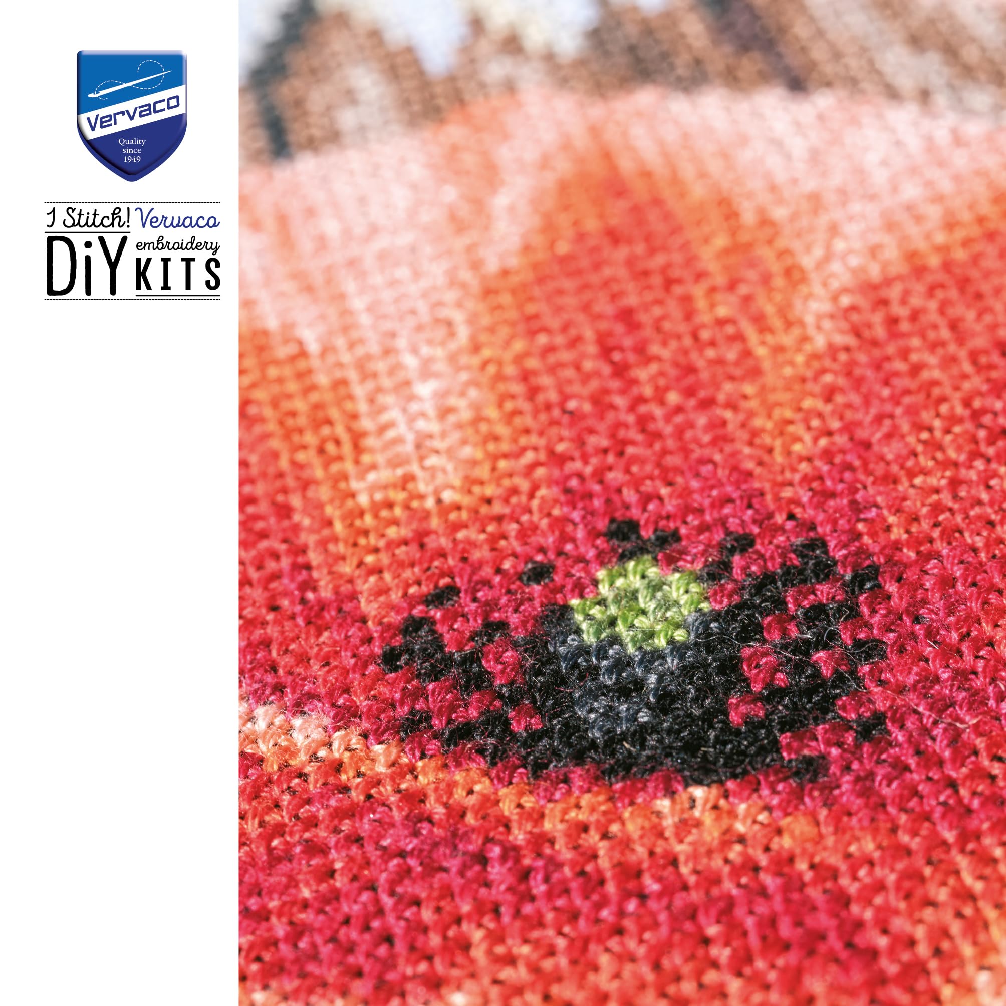 VERVACO Haft Krzyżykowy Liczony Zestaw Obraz do Haftu DZIKIE MAKI Zrób to Sam Zestaw Kreatywny dla Dorosłych 23 x 42 cm Dekoracja Ścienna DIY Cross Stitch Kit