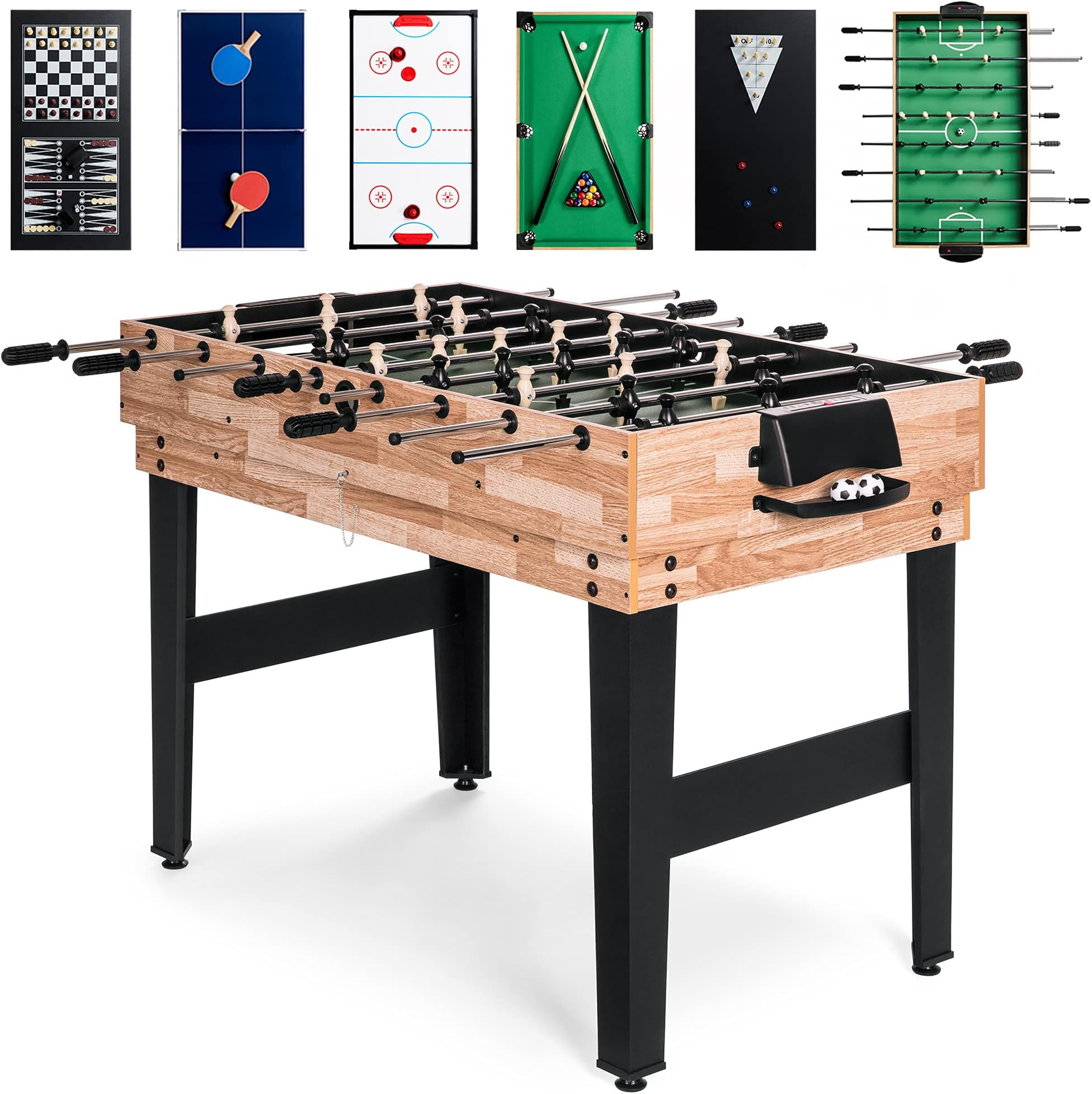 Best Choice Products 2x4ft 10-in-1 Combo Game Table Set for Home, Game Room, Friends & Family w/Hockey, Foosball, Pool, Shuffleboard, Ping Pong, Chess, Checkers, Bowling, and Backgammon