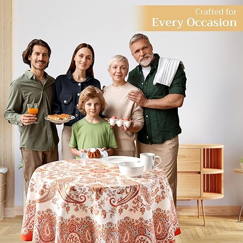 Miniatura 5 de Maison d' Hermine Mantel 100% algodón para mesas redondas de cocina, comedor, fiestas, bodas, Acción de GraciasNavidad (69 pulgadas de diámetro),