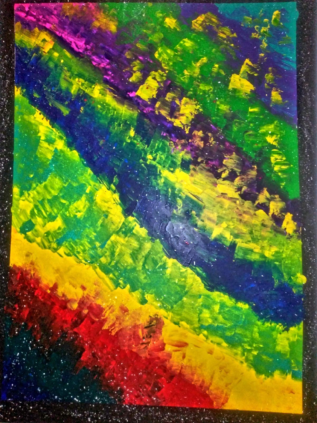 Rainbow Abstract Painting on Large Canvas