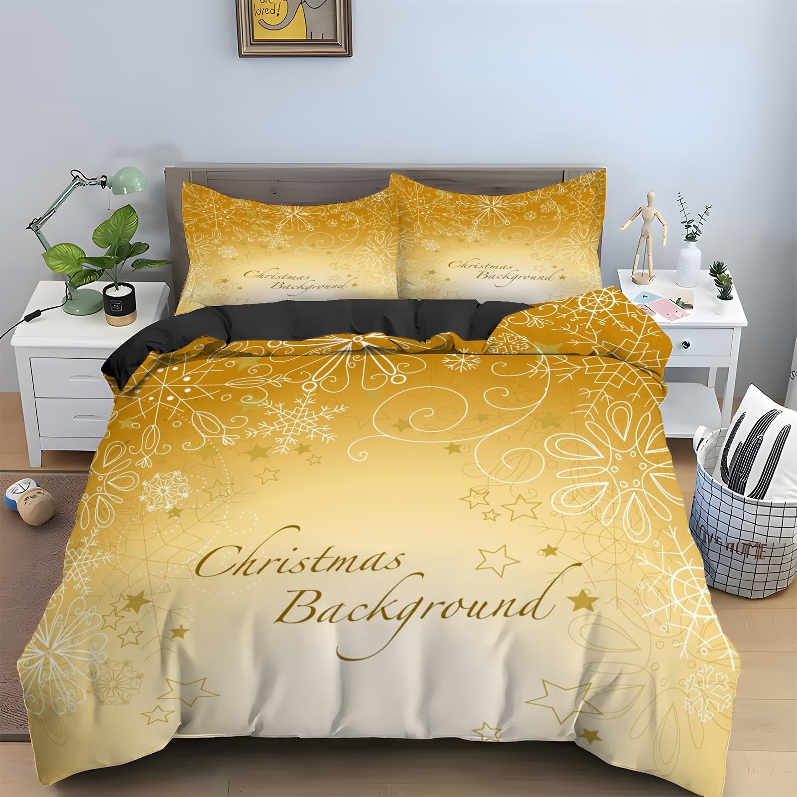 Ensemble de literie 3 pièces avec housse de couette en microfibre douce motif Noël 240x260