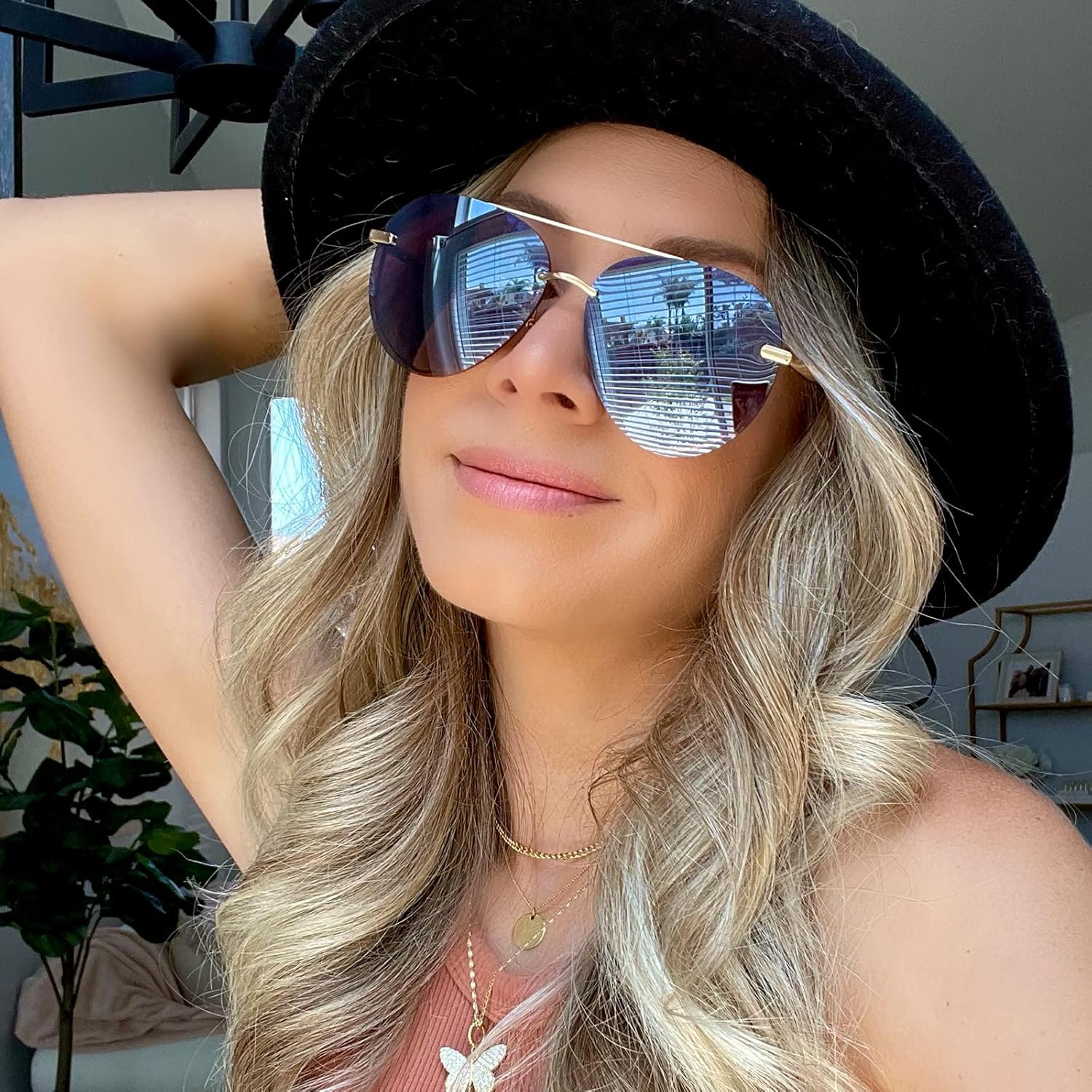 DIFF Lenox Polarized Designer Oversized Aviator Sunglasses for Women UV400 Protection, Gold Stainless Steel Frames - Image 9