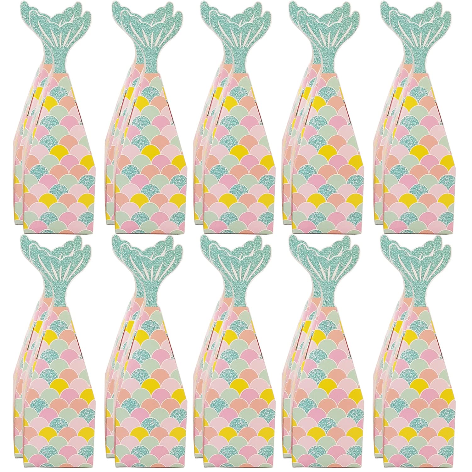 RasuDecor 10Pcs 2” Mini Mermaid Tail Design Paper Candy Party Goodie Gift Box (2x2x6.3 inch) European style Sea Green box, Decor Birthday Baby shower #RasuImpex (10Pcs 2"MermaidSeaGreenBox) (B09SDKB2HY) Amazon Price History, Amazon Price Tracker