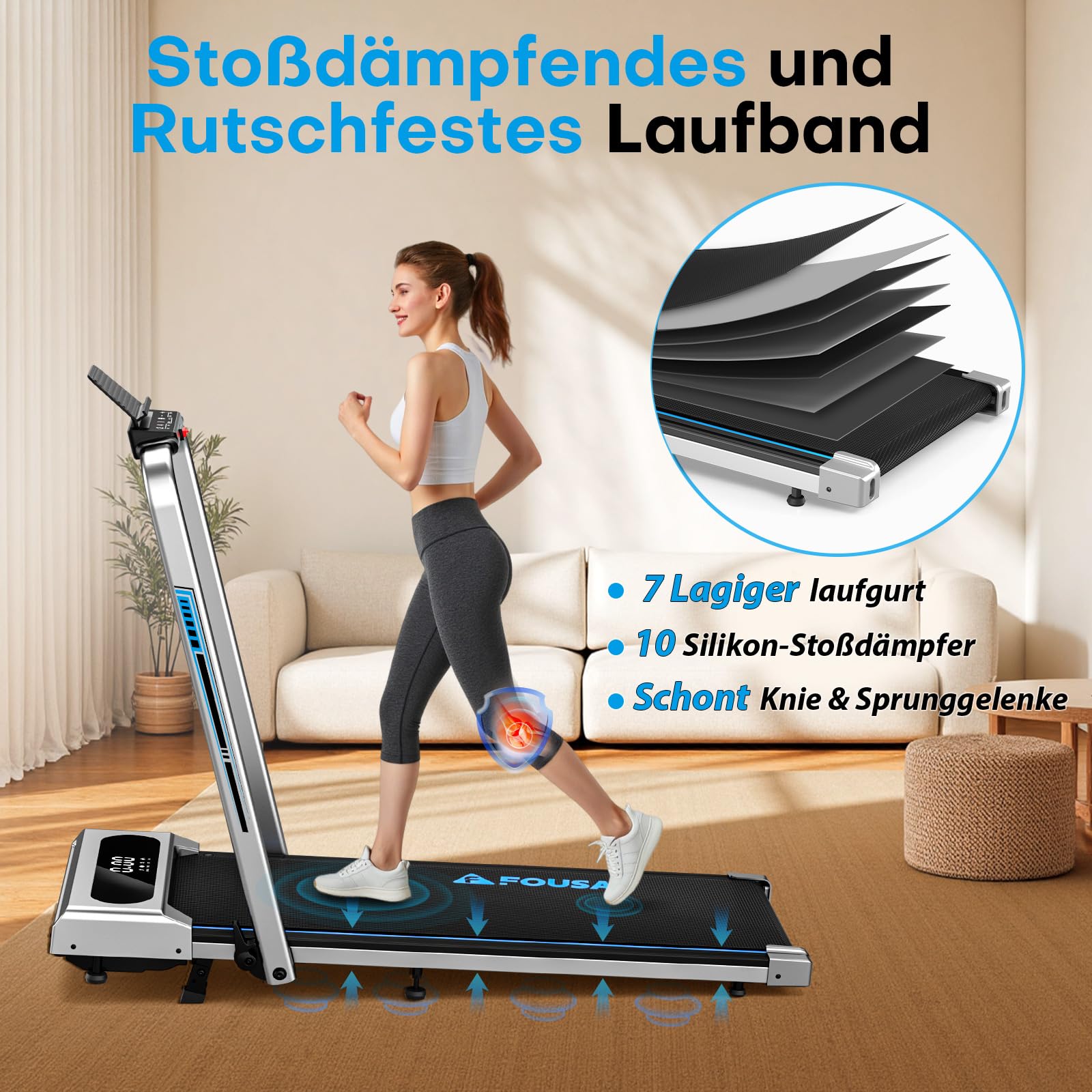 Laufband für Zuhause, 5 in 1 Walking Pad, 12km/h Klappbar Laufband mit 9% Steigung, 2.75HP Walking Machine mit LED-Anzeige, Fernbedienung und App, 12 HIIT, Bis 160 kg, Keine Installation