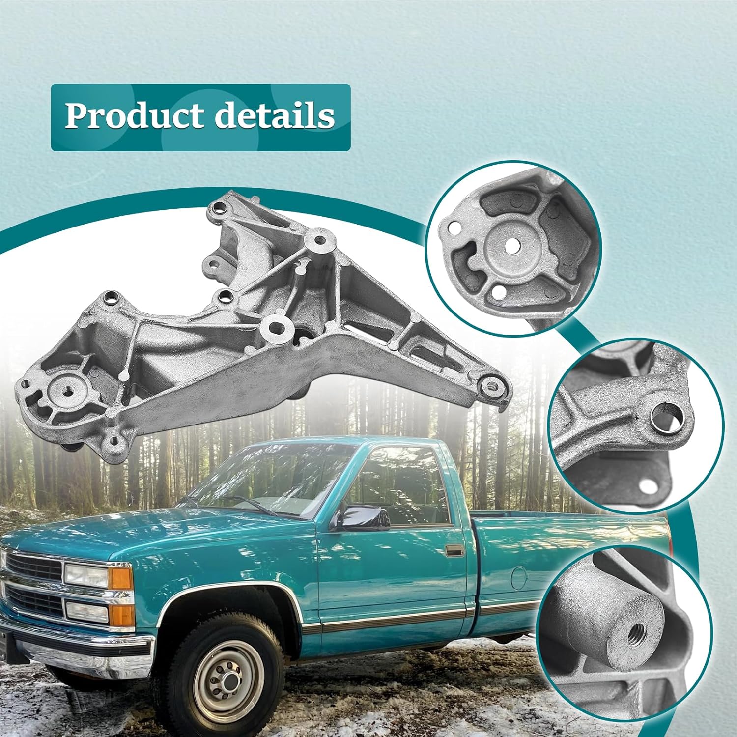 10118751 A/C Compressor Air Conditioner Bracket Replacement for Chevrolet Fits for GMC C1500 C2500 C3500 K1500 K2500 K3500 4.3L 5.0L 5.7L 1988-1995 S10 S15 4.3L and More Trucks and SUVs