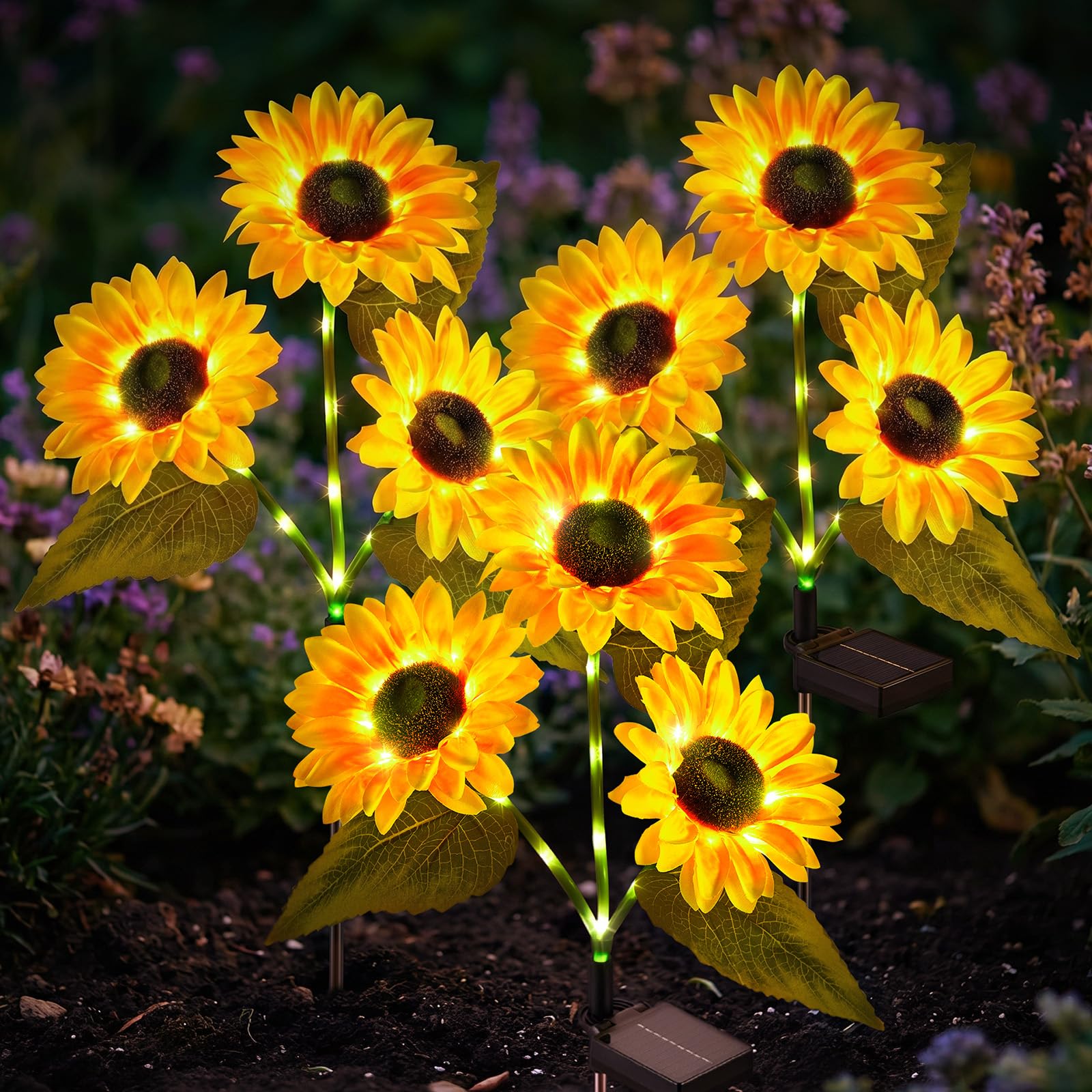 Brightown Solar Sunflower Garden Stake Lights 3-pack