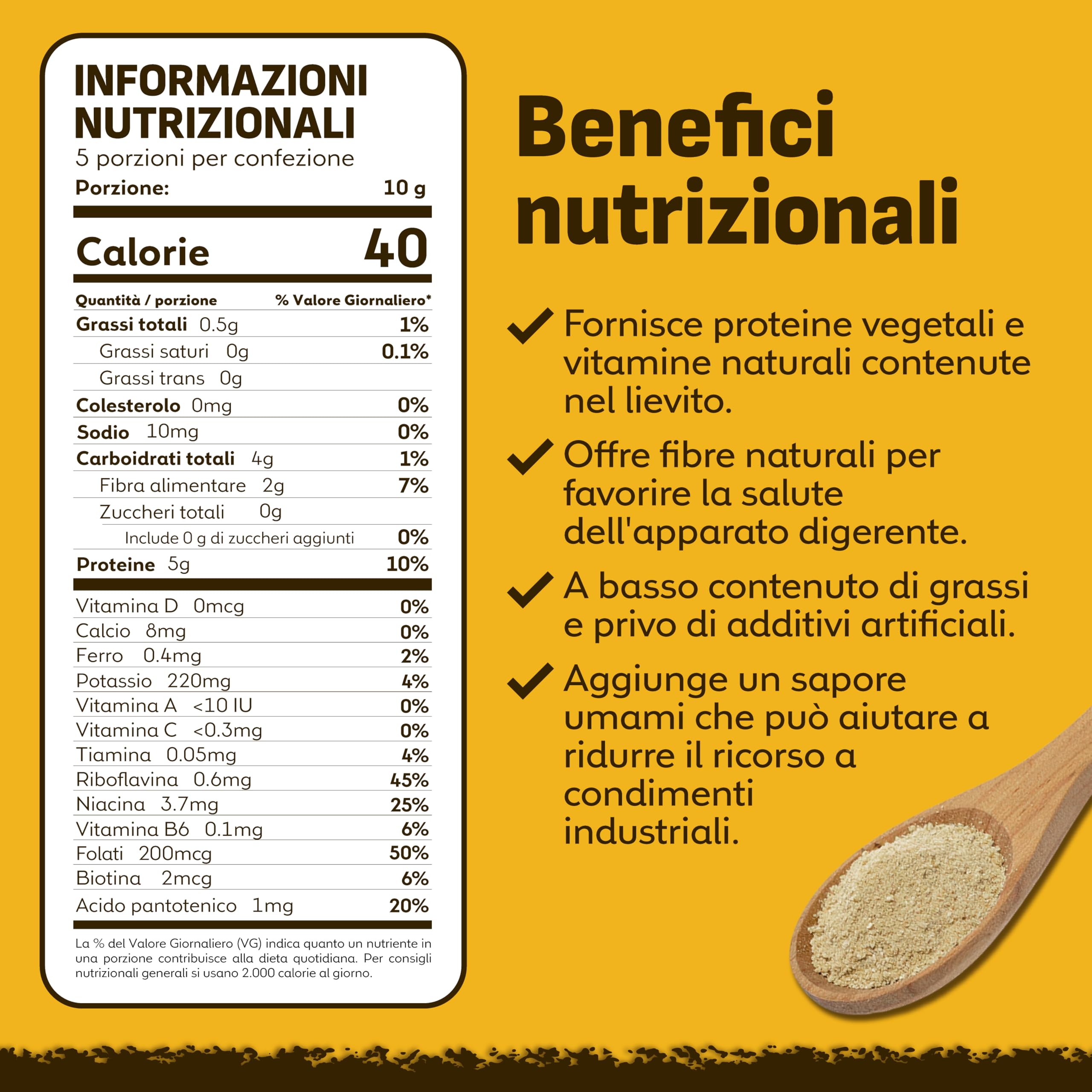 Coolinario Lievito Alimentare Non Fortificato (56 g) | Condimento Naturale Vegano Ricco di Proteine e Fibre | Sapore Tostato per Piatti Salati | Senza Glutine e 100% Vegetale