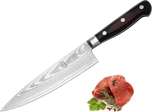 KATSURA Cuchillo japonés VG-10 de acero Damasco de 67 capas, cuchillo de chef de 8 pulgadas, bonita caja de regalo