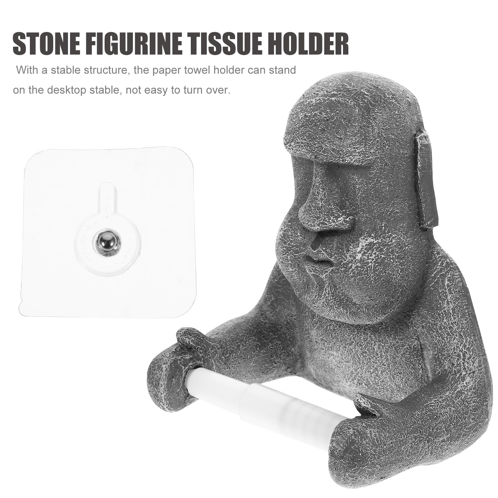 Portarotolo da Tavolo Statua Moai in Resina, Stabile e Creativo