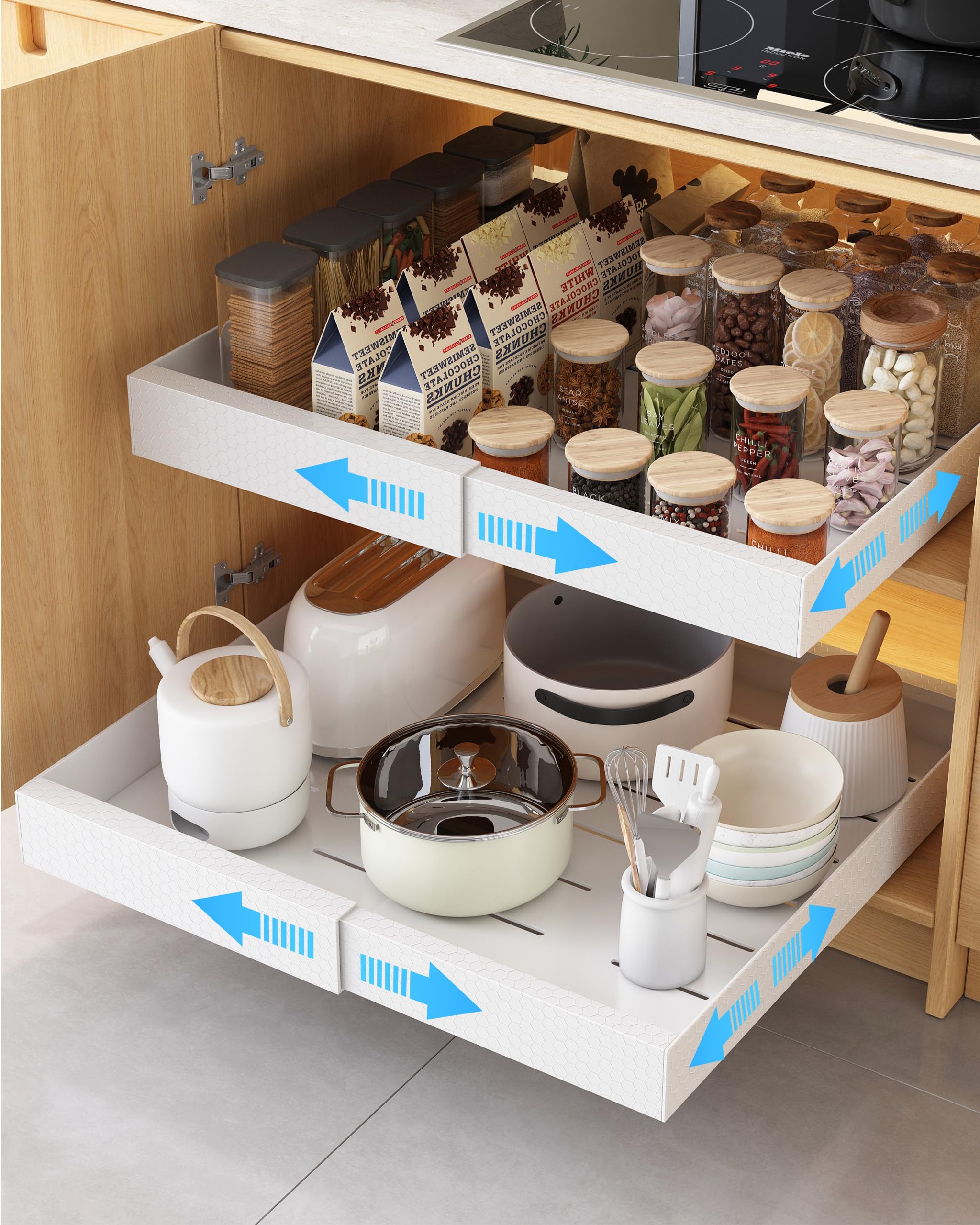 Tiroir coulissant en métal durable UMDONX blanc pour étagère de cuisine