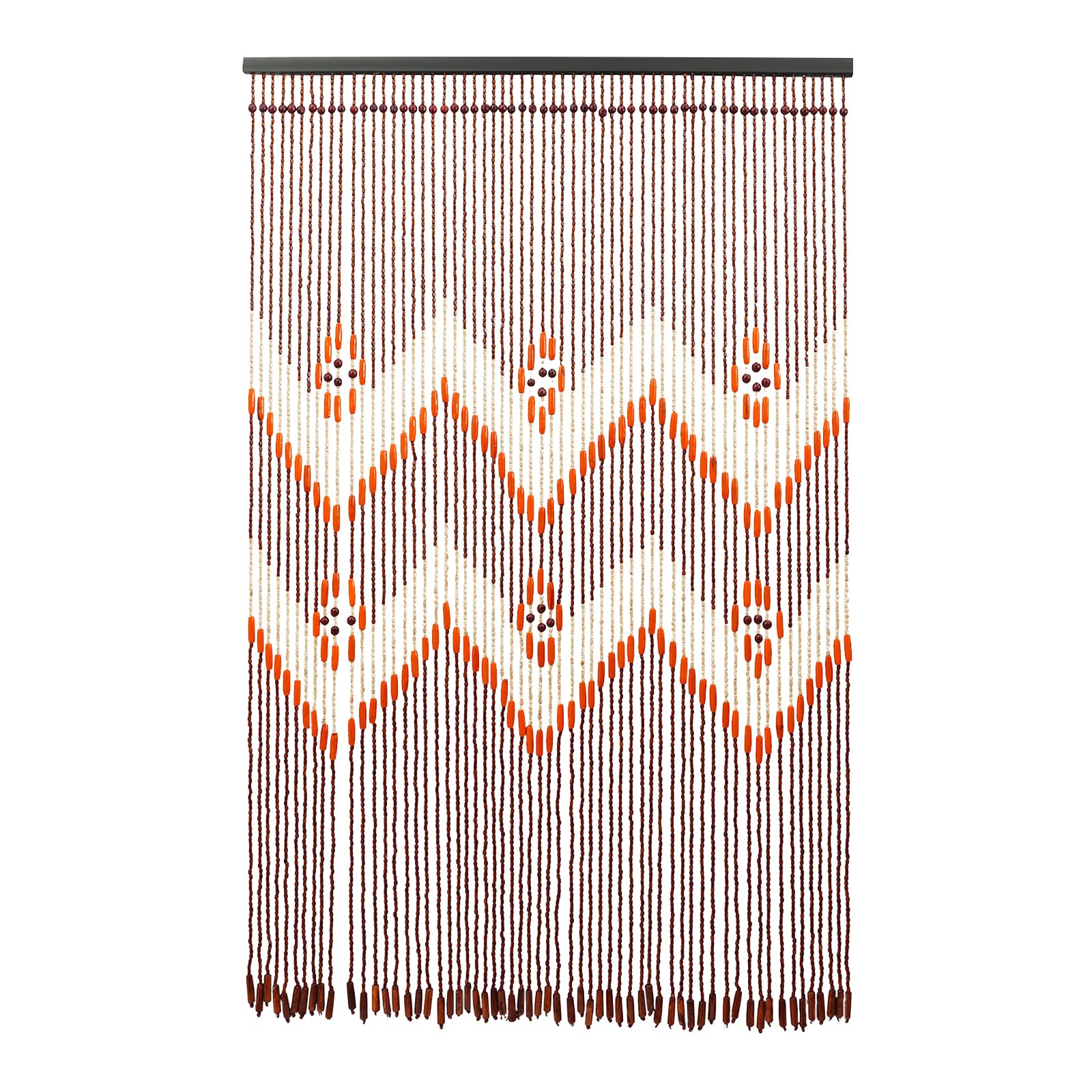 Rideau à perles en bois, 90 x 130 cm, 60 brins, couleur café, rideau de porte décoratif avec motif dentelé, séparateur de pièce, rideau de porte pour mariage, café, restaurant