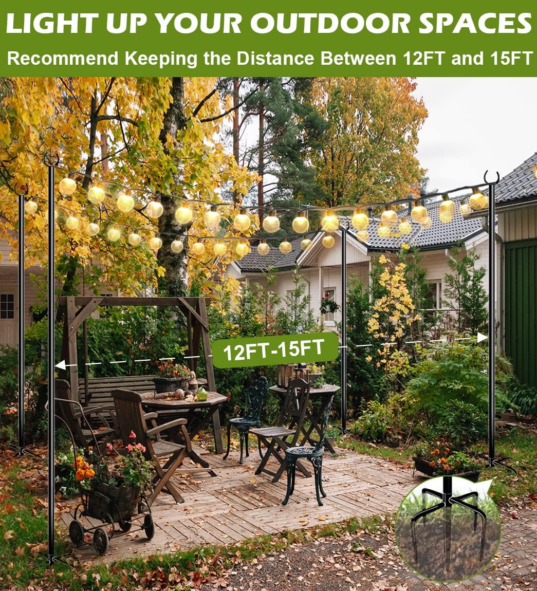 Outdoor String Light Pole, 10 FT Heavy Duty Hanging Light Stand Pole for Outside Garden Lawn, Patio, Christmas, Wedding, Party (1 Pack)