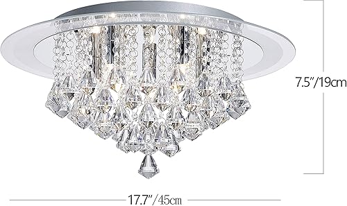 Miniatura 3 de Bestier Moderna lámpara LED de techo con forma de gota de lluvia de cristal cromado para comedor, baño, dormitorio, sala de estar, bombillas LED G9,