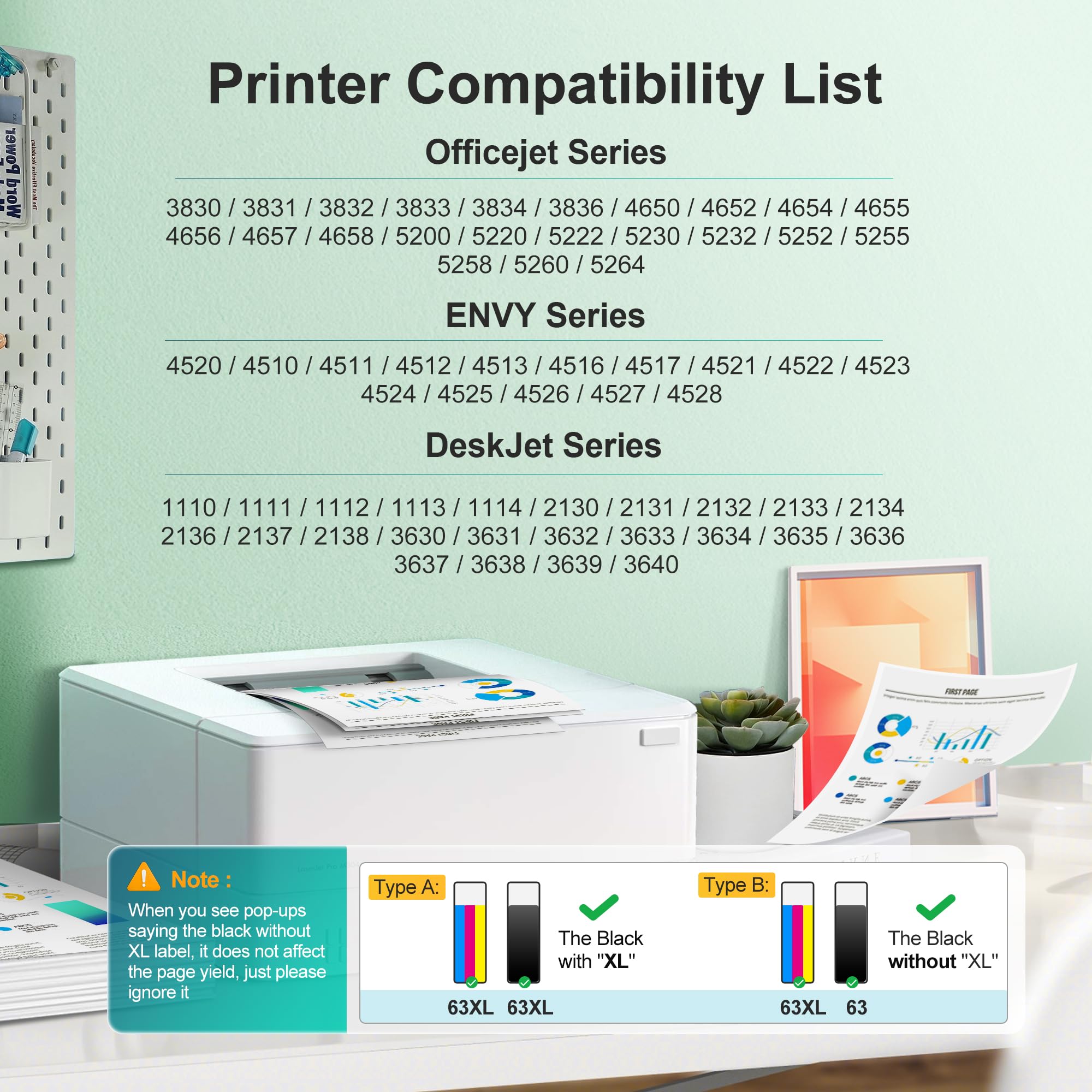 Cartucho Remanufacturado 63XL CARTUCHO DE TINTA COMPATIBLE HP 63XL - Para Impresoras Officejet 3830, 4650, 5252, 5255, 5258 Pegatinas Moto