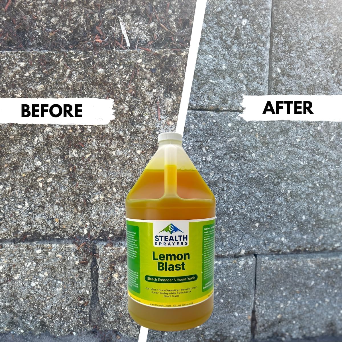 Stealth Lemon Blast – Leading House Wash for Cleaning Siding, Vinyl Siding Cleaner and Roof Wash Surfactant - Ideal for Commercial Pressure Washing and Soft Washing - 4 Gallon Jugs