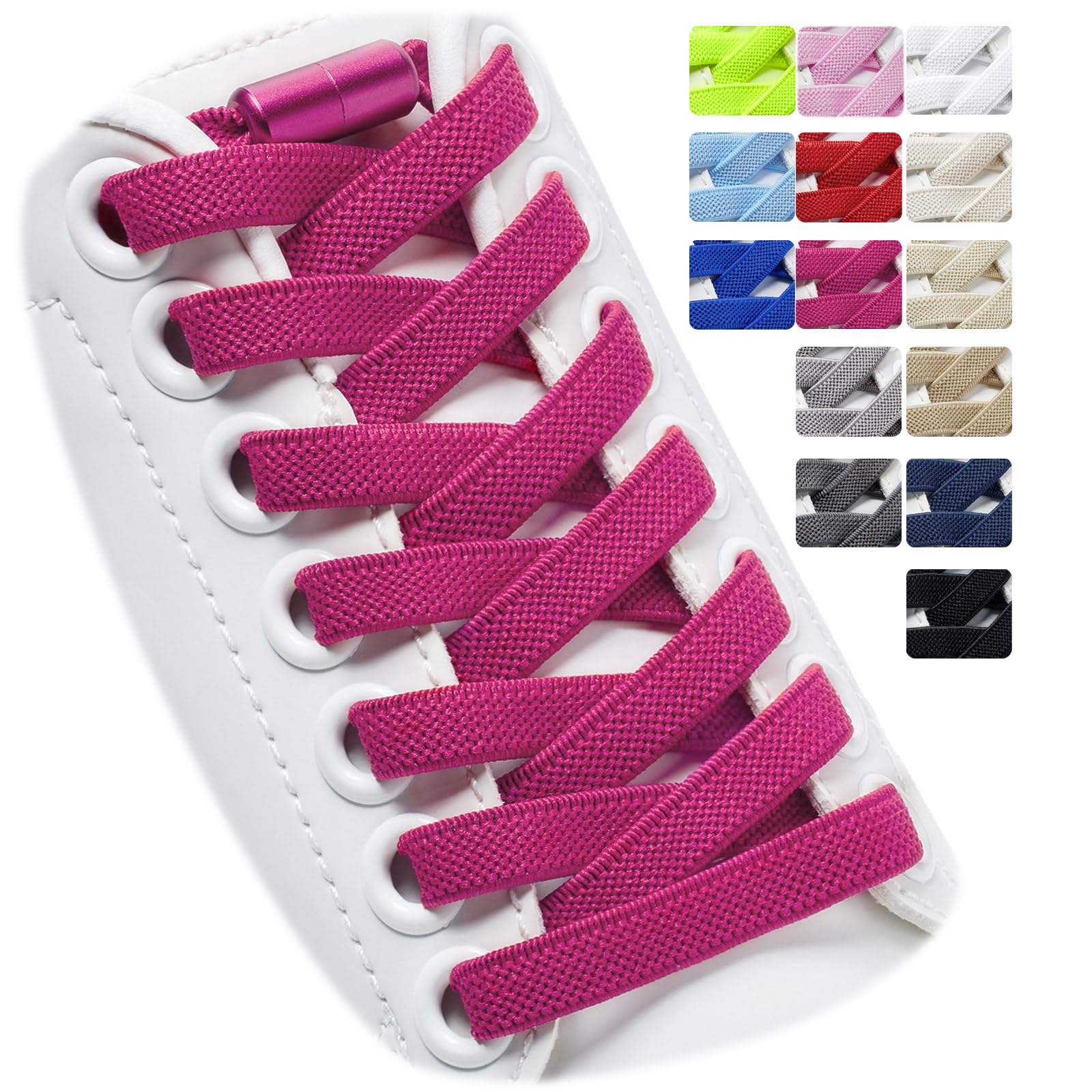 Puzeam 2 Pairs Elastic Laces - Elastic No Tie Shoe Laces for Kids, Adults Sneakers Shoes — view 13