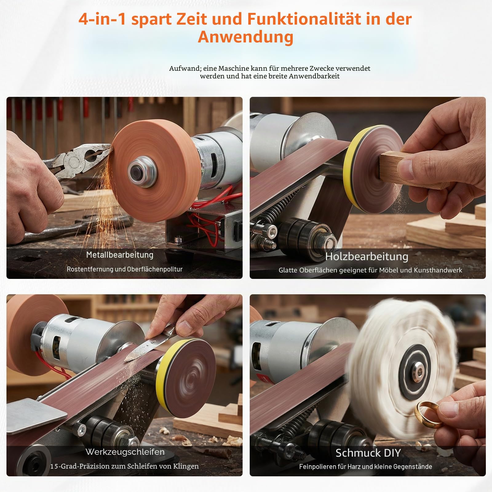 Elektrischer Bandschleifer, Mini-Bandschleifer Poliermaschine, 15-Grad-Messerschärfer with 20 Sanding Belts and 20 Pieces Sandpaper, Belt Sander for Metal Polishing, Wood Polishing and Tool Sanding