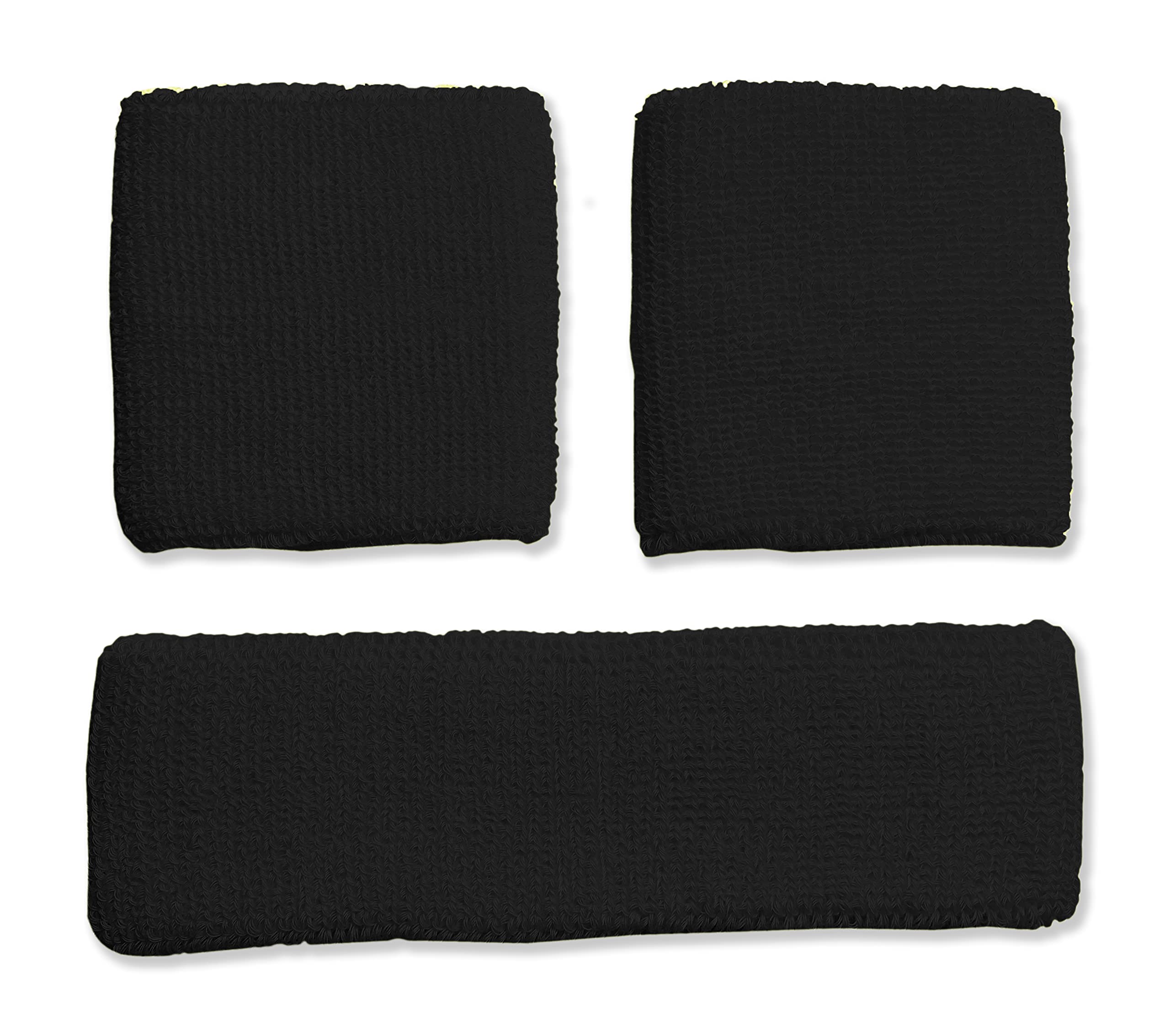 Neon Nation Sweatband Combo Set 2 Wrist & 1 Headband (Black)