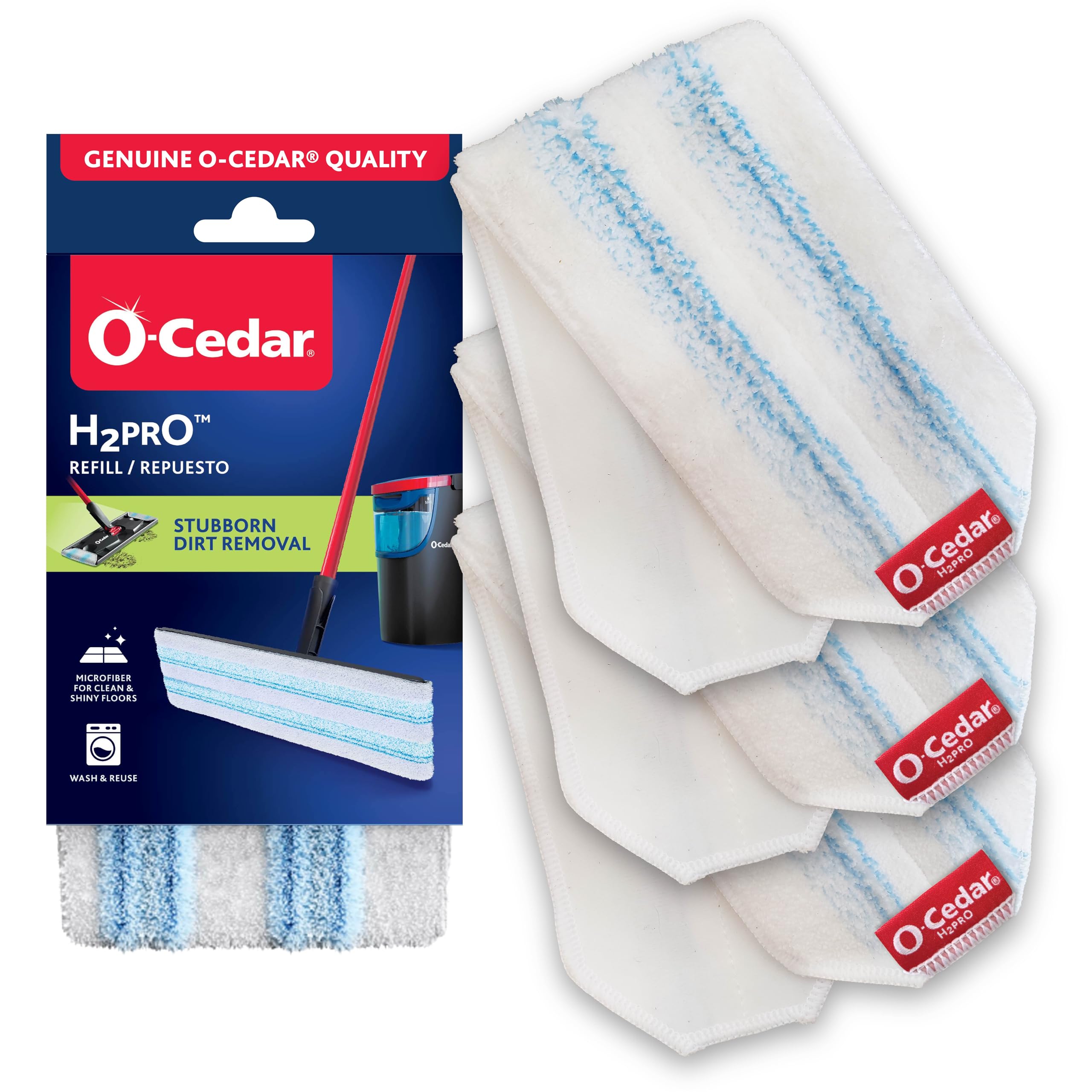 O-Cedar Genuine H2prO Mop Pads (Pack of 3) | Machine Washable | Reusable | Microfiber Mop Head Replacements