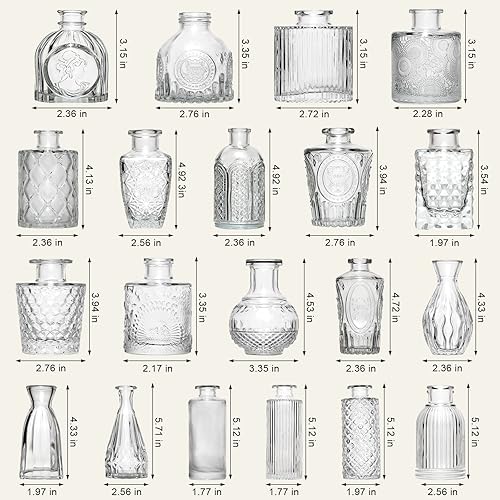 Miniatura 10 de Arme Juego de 30 jarrones azules para centros de mesa, florero transparente a granel, mini jarrones vintage para centros de mesa, pequeños jarrones