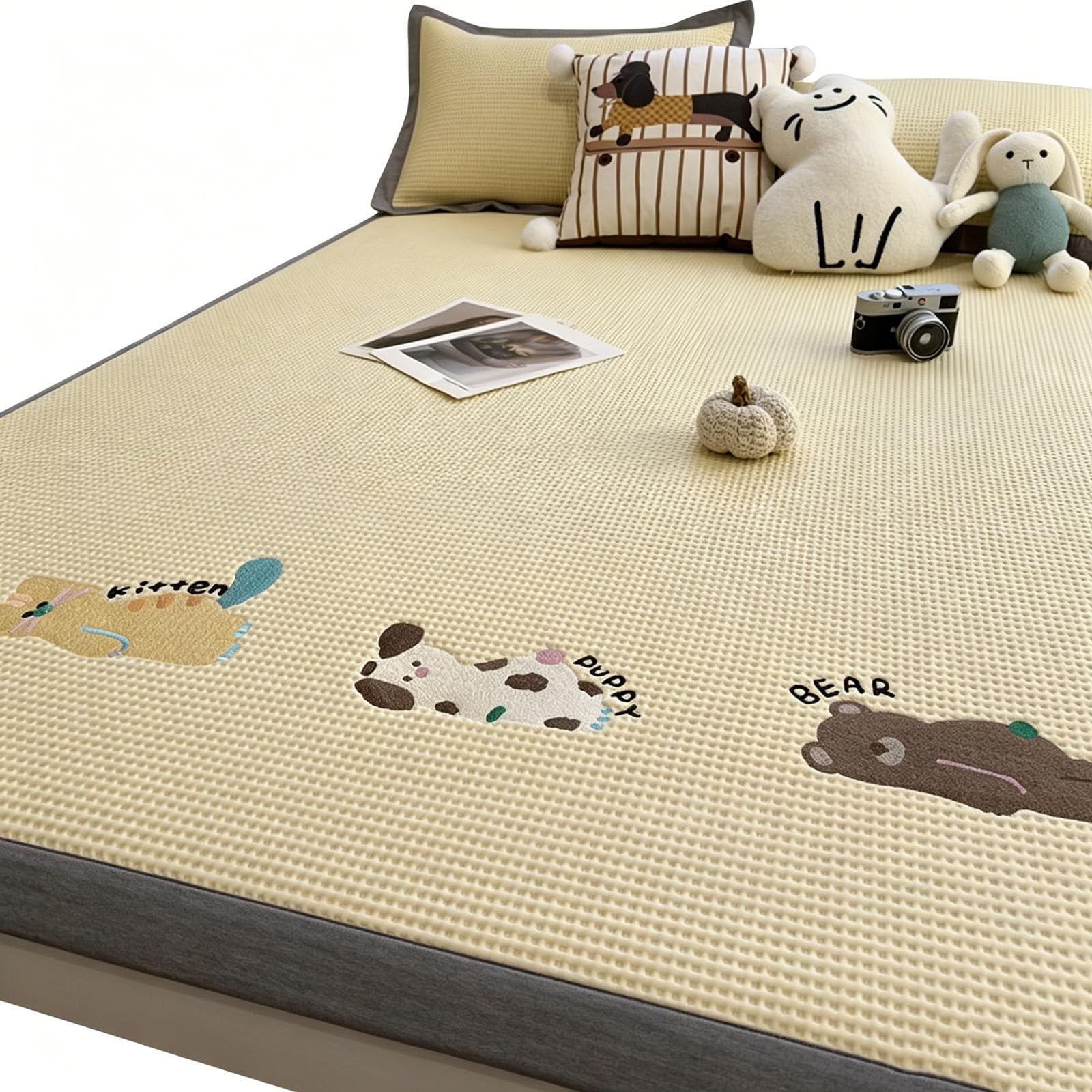 Sábana ajustable antideslizante de seda de hielo con fundas de almohada 1.8x2.2m