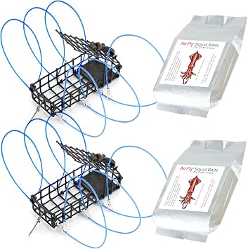 AirFly Castable Crab Trap for Pier, Jetty & Surf - 6-Loop Fishing Pole Crab Trap | Dungeness, Blue & Rock Crabs | Lead-Free | CA, OR, WA, MD & FL, Made in USA