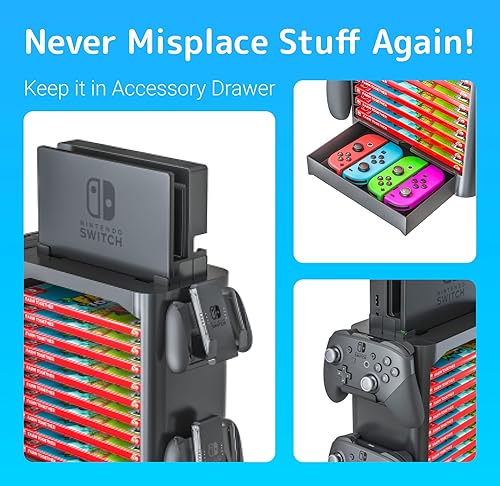 Miniatura 8 de Skywin Game Storage Tower for Nintendo Switch - Nintendo Switch Game Holder Game Disk Rack and Controller Organizer Compatible with Nintendo Switch